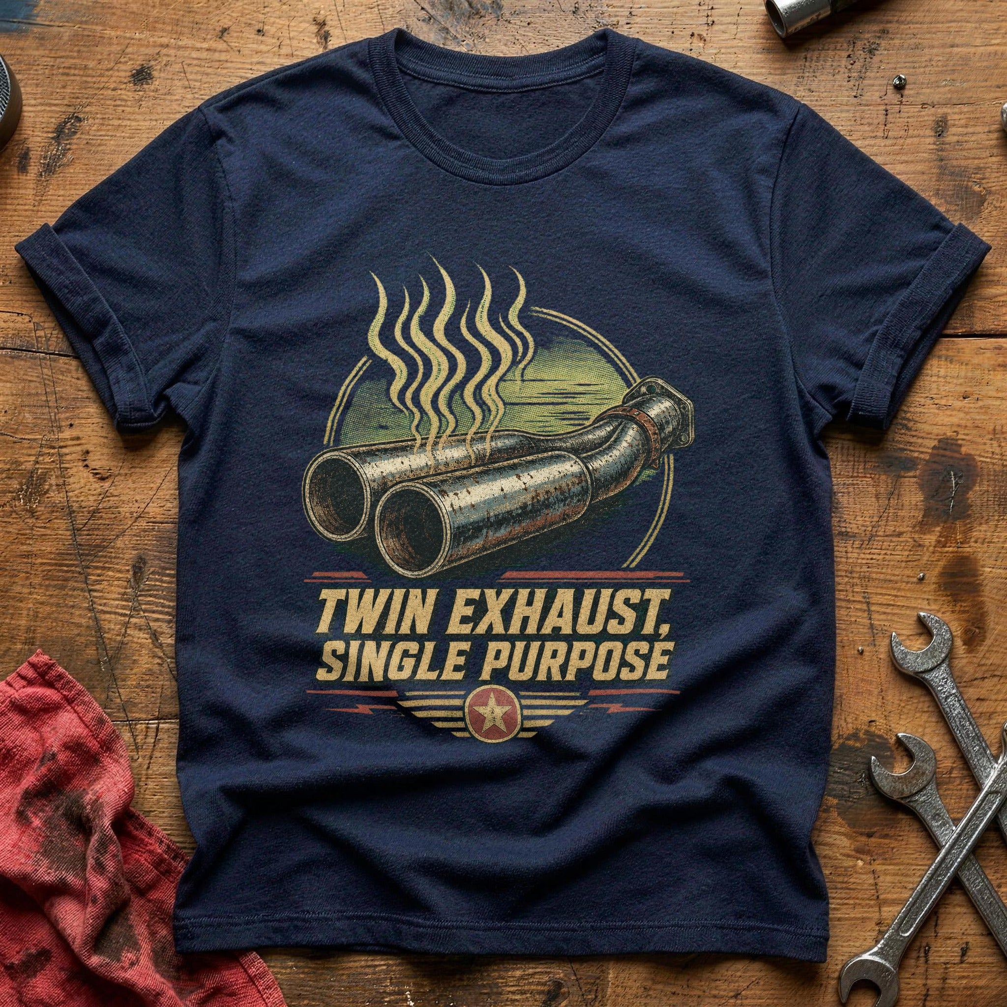 Twin Exhaust, Single Purpose T-Shirt - Navy