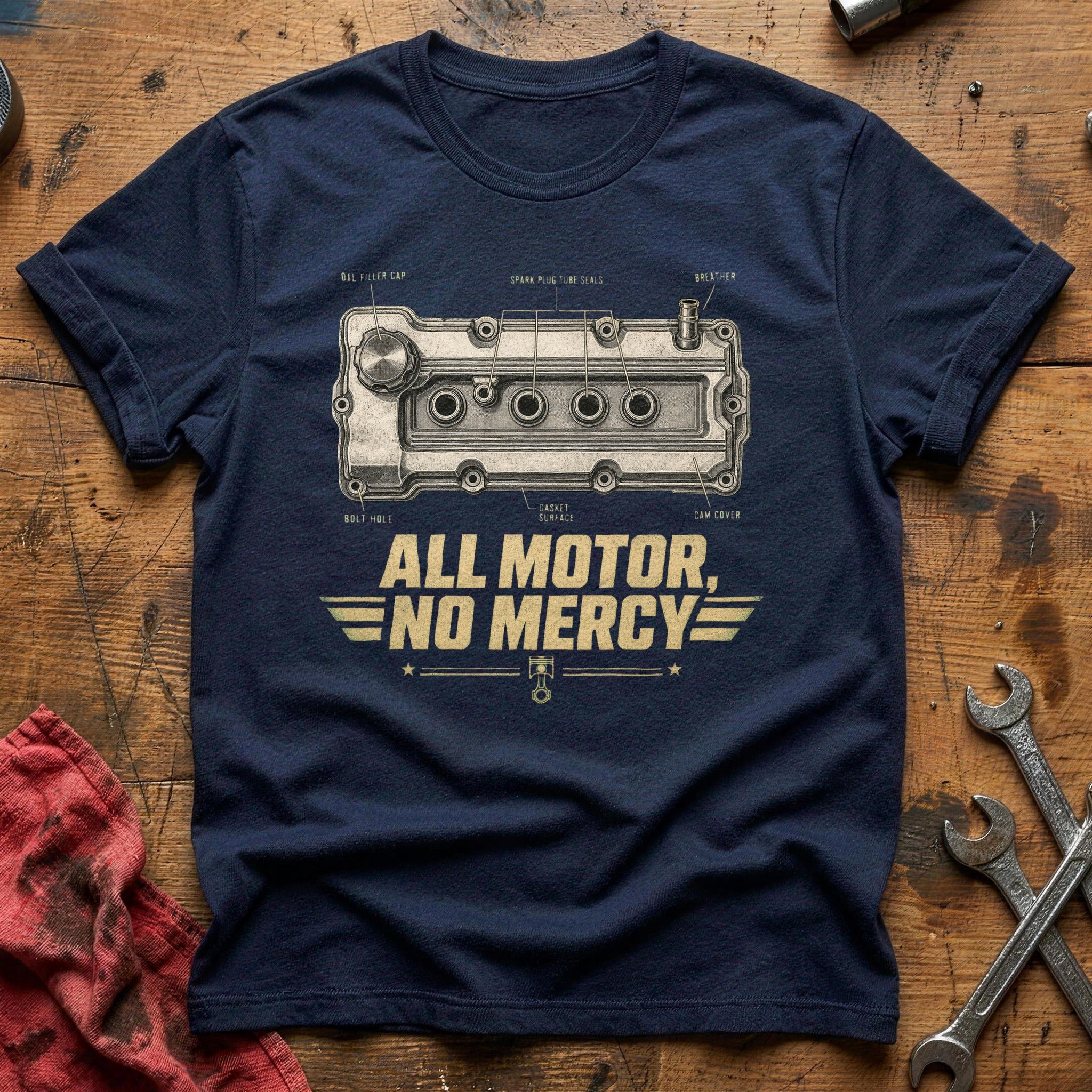 All Motor, No Mercy T-Shirt - Navy