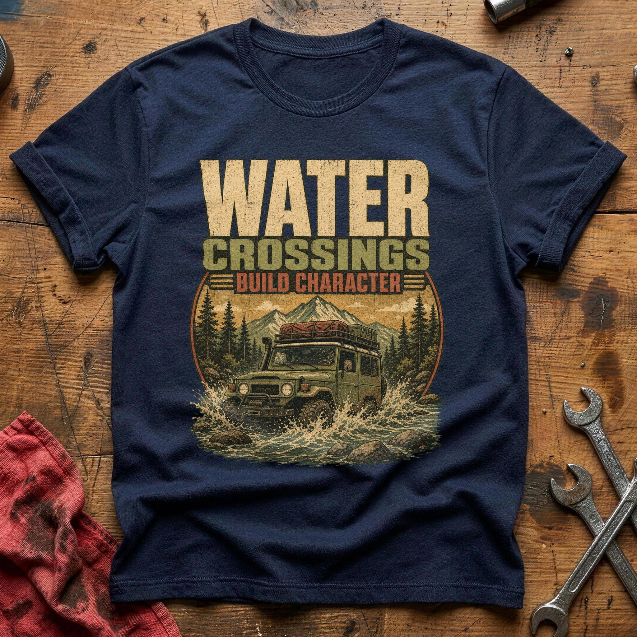 Water Crossings Build Character T-Shirt - Navy