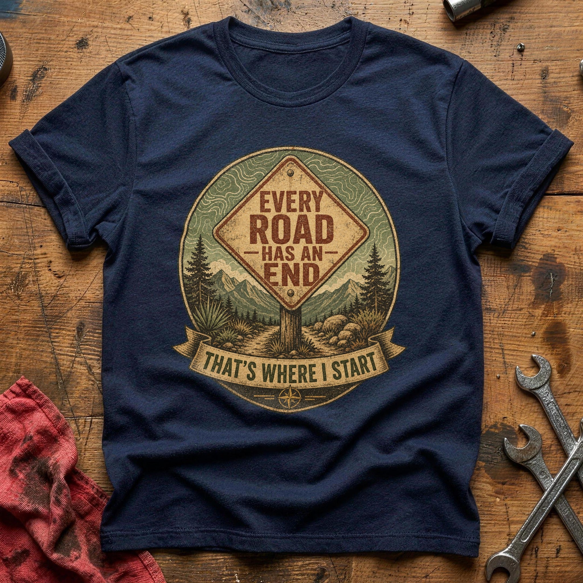 Every Road Has an End T-Shirt - Navy