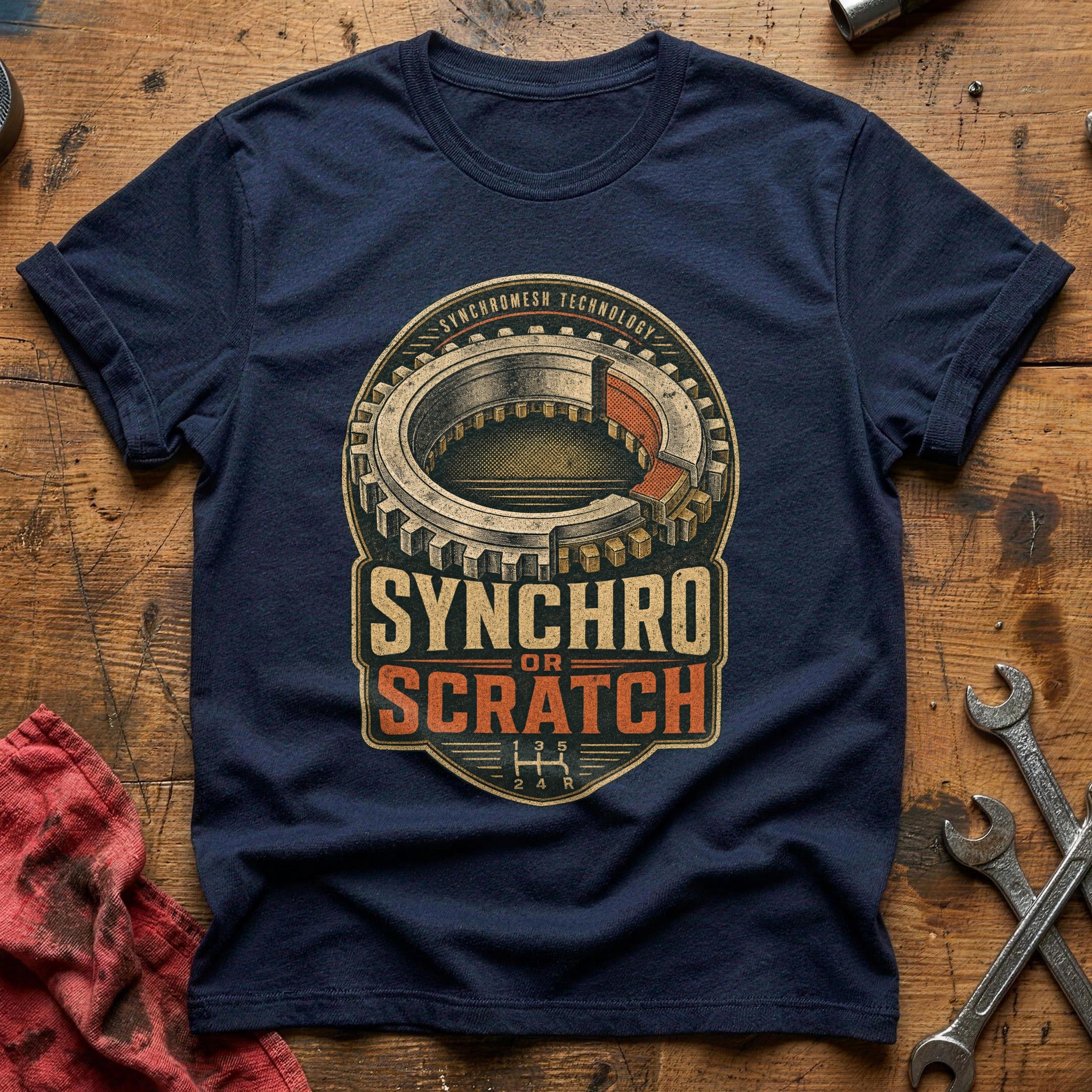 Synchro or Scratch T-Shirt - Navy