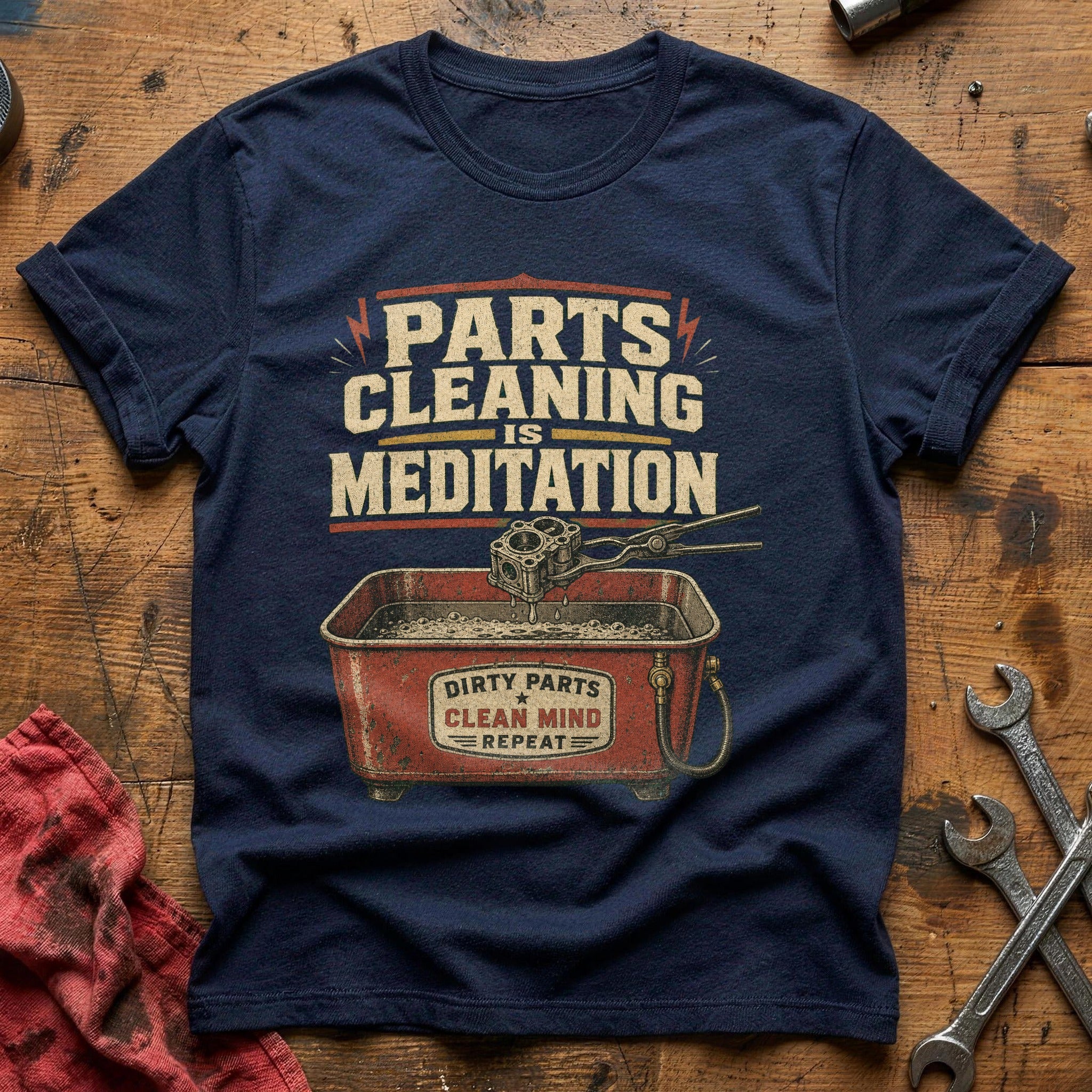 Parts Cleaning is Meditation T-Shirt - Navy
