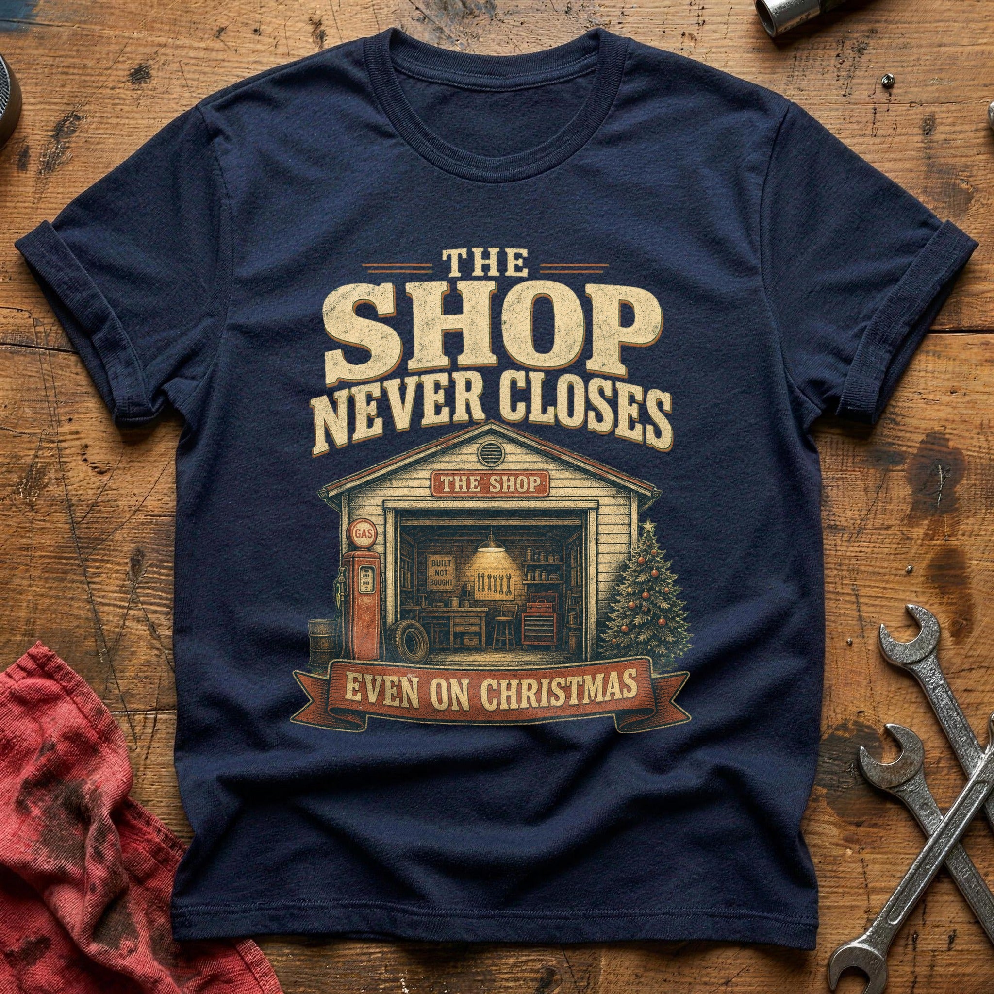 The Shop Never Closes T-Shirt - Navy