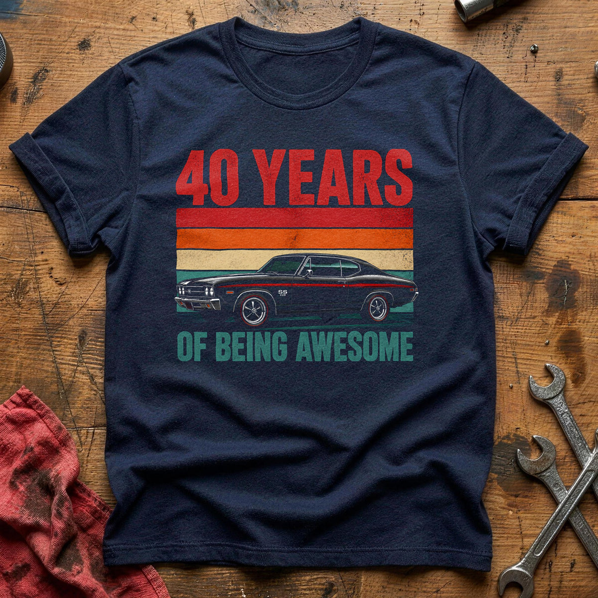 40 Being Awesome T-Shirt - Navy
