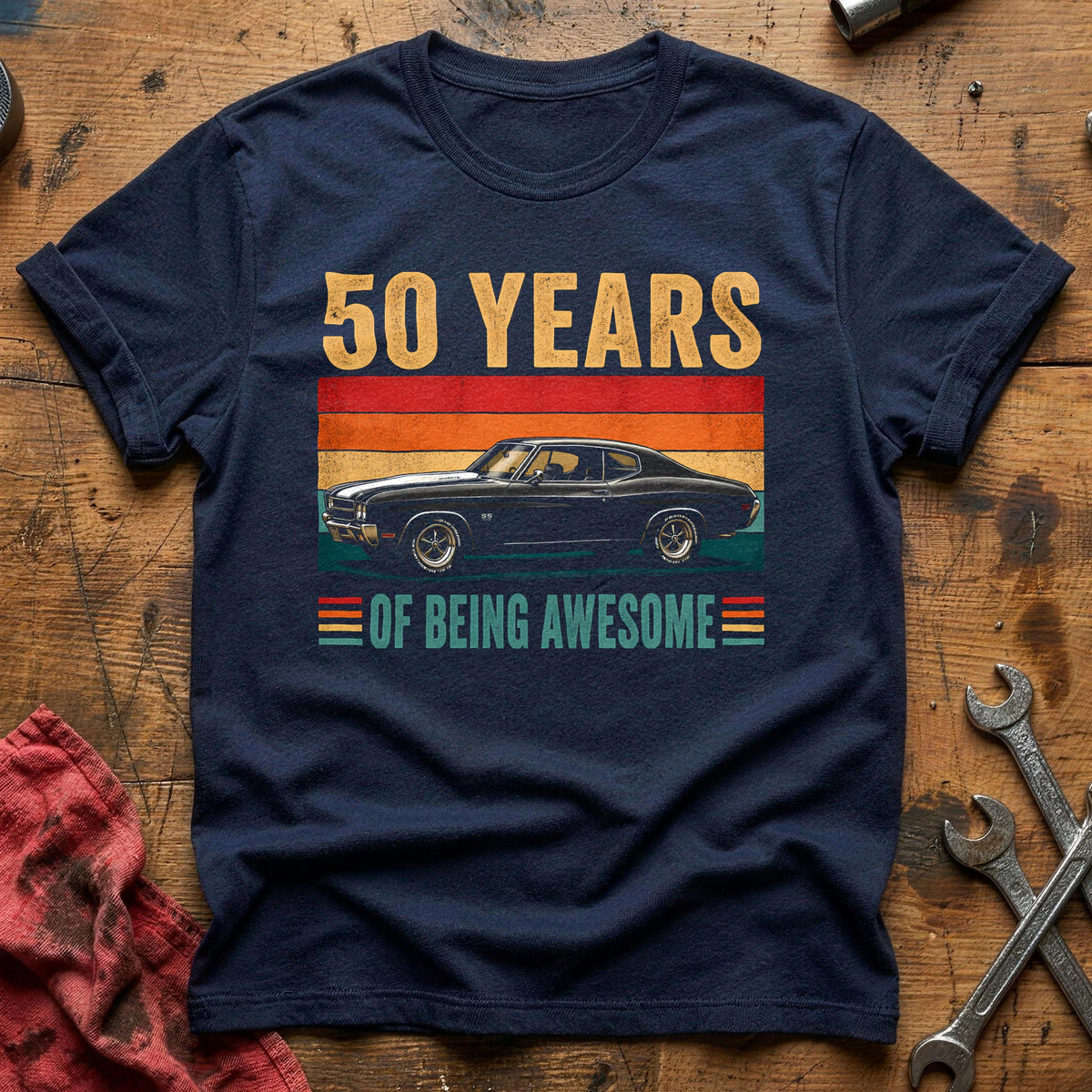 50 Being Awesome T-Shirt - Navy