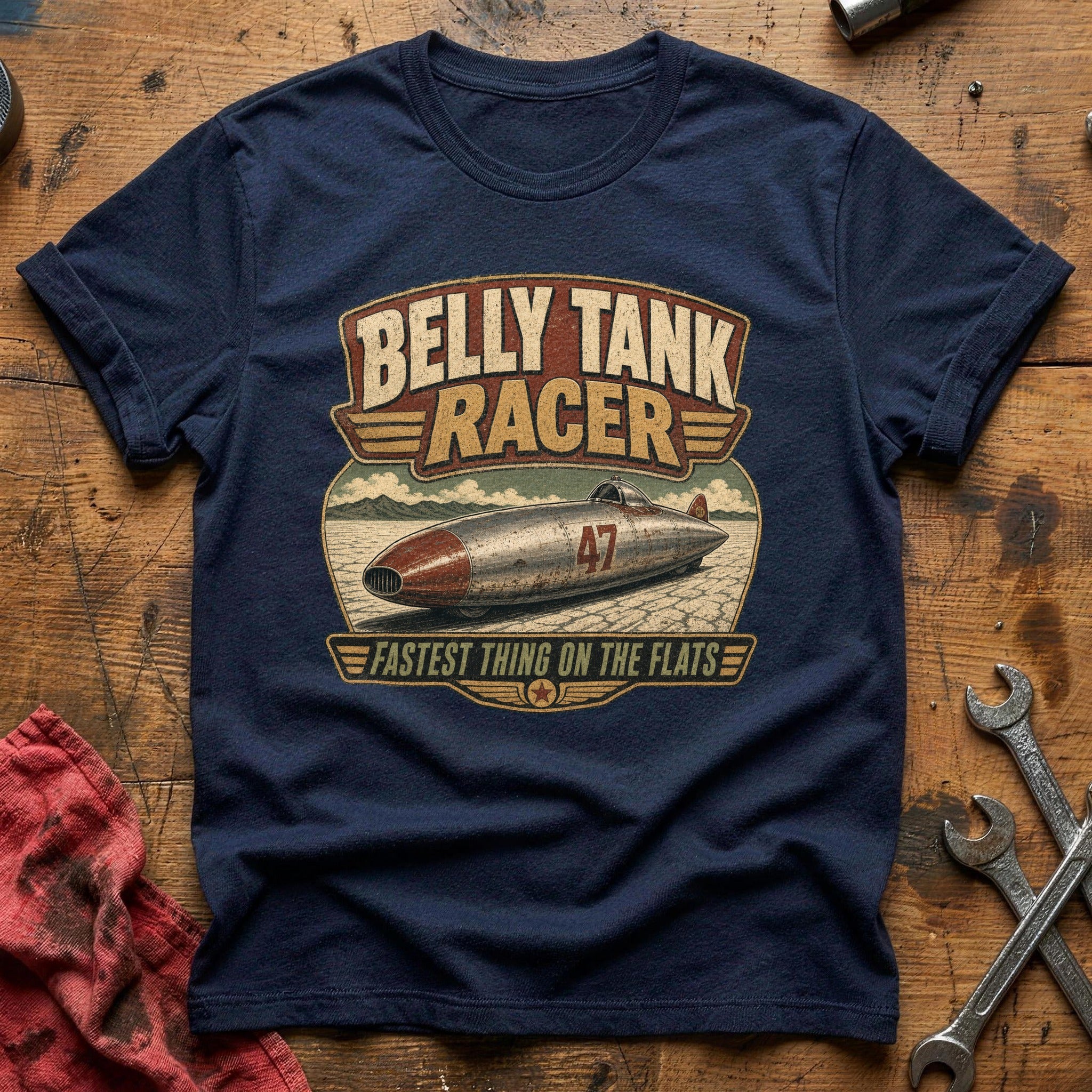 Belly Tank Racer T-Shirt - Navy