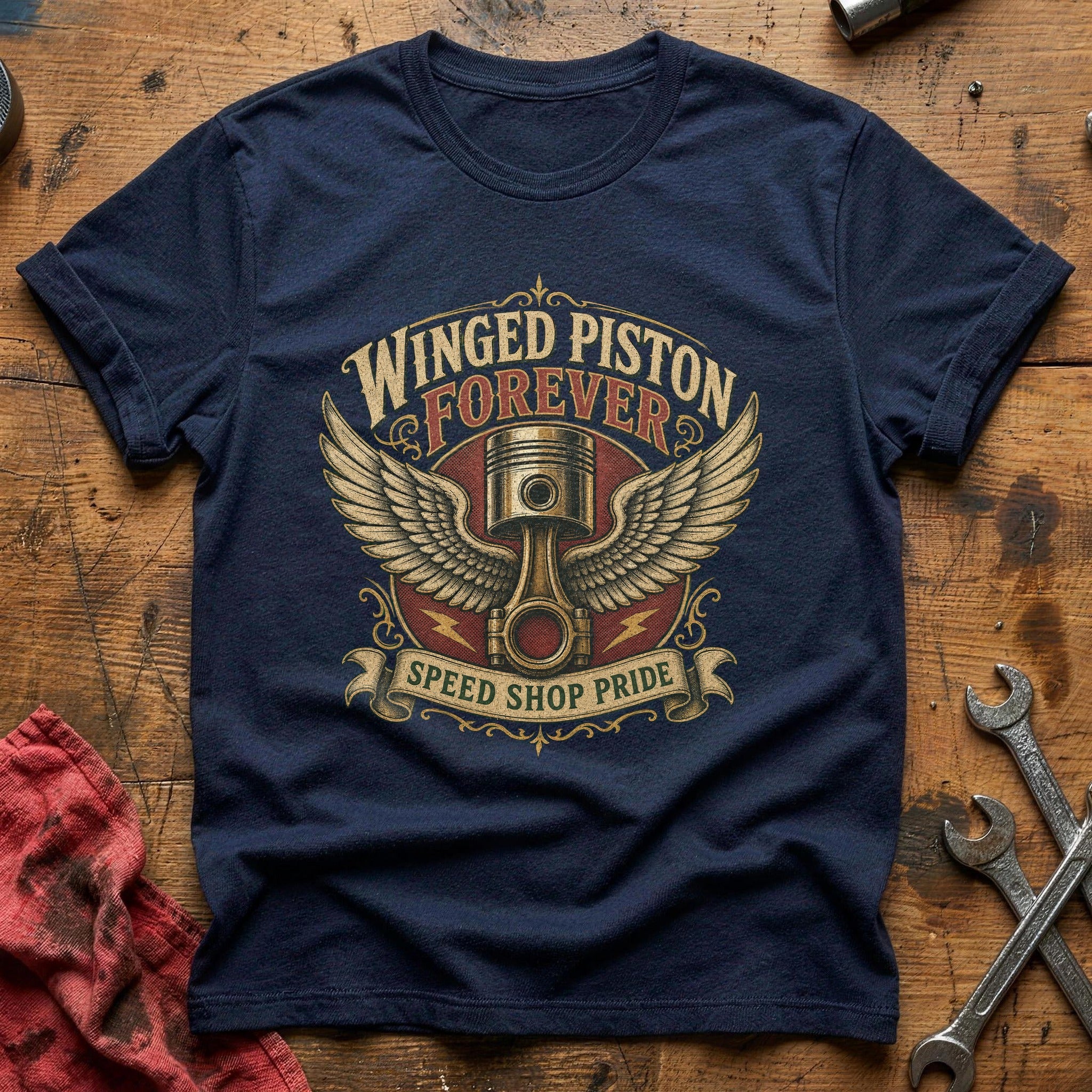 Winged Piston Forever T-Shirt - Navy