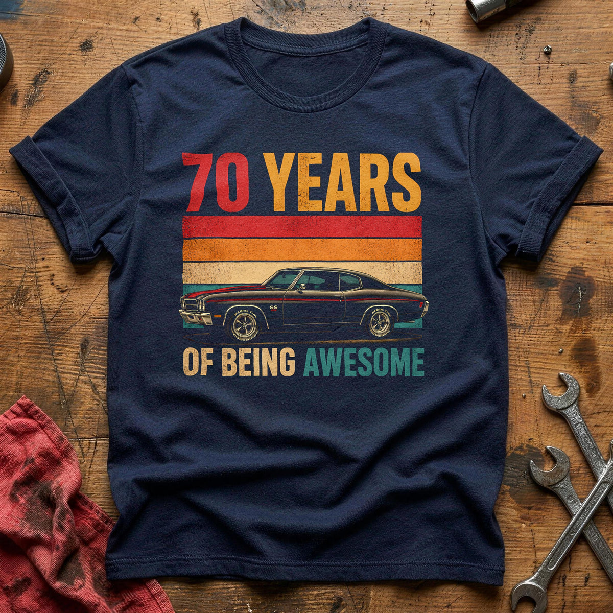 70 Being Awesome T-Shirt - Navy
