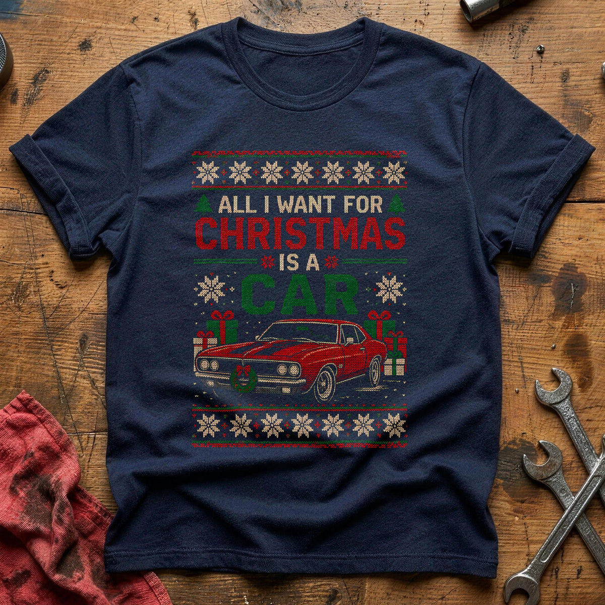 All I Want For Christmas Is A Car 66 T-Shirt - Navy