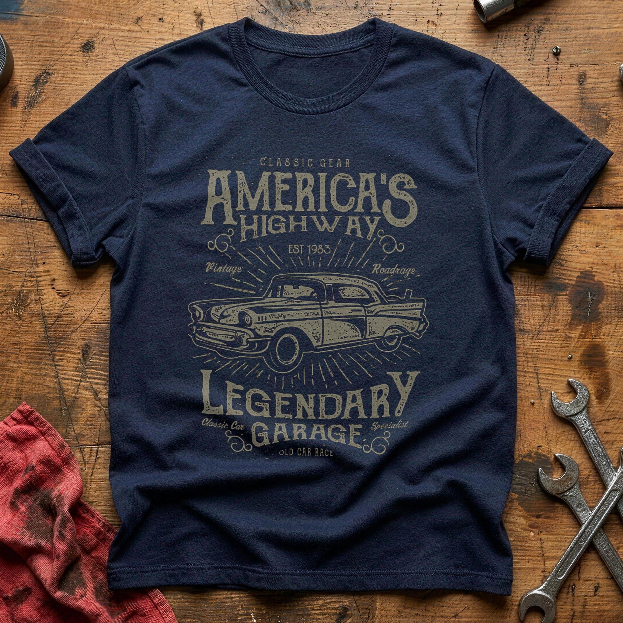 America's highway 2 T-Shirt - Navy