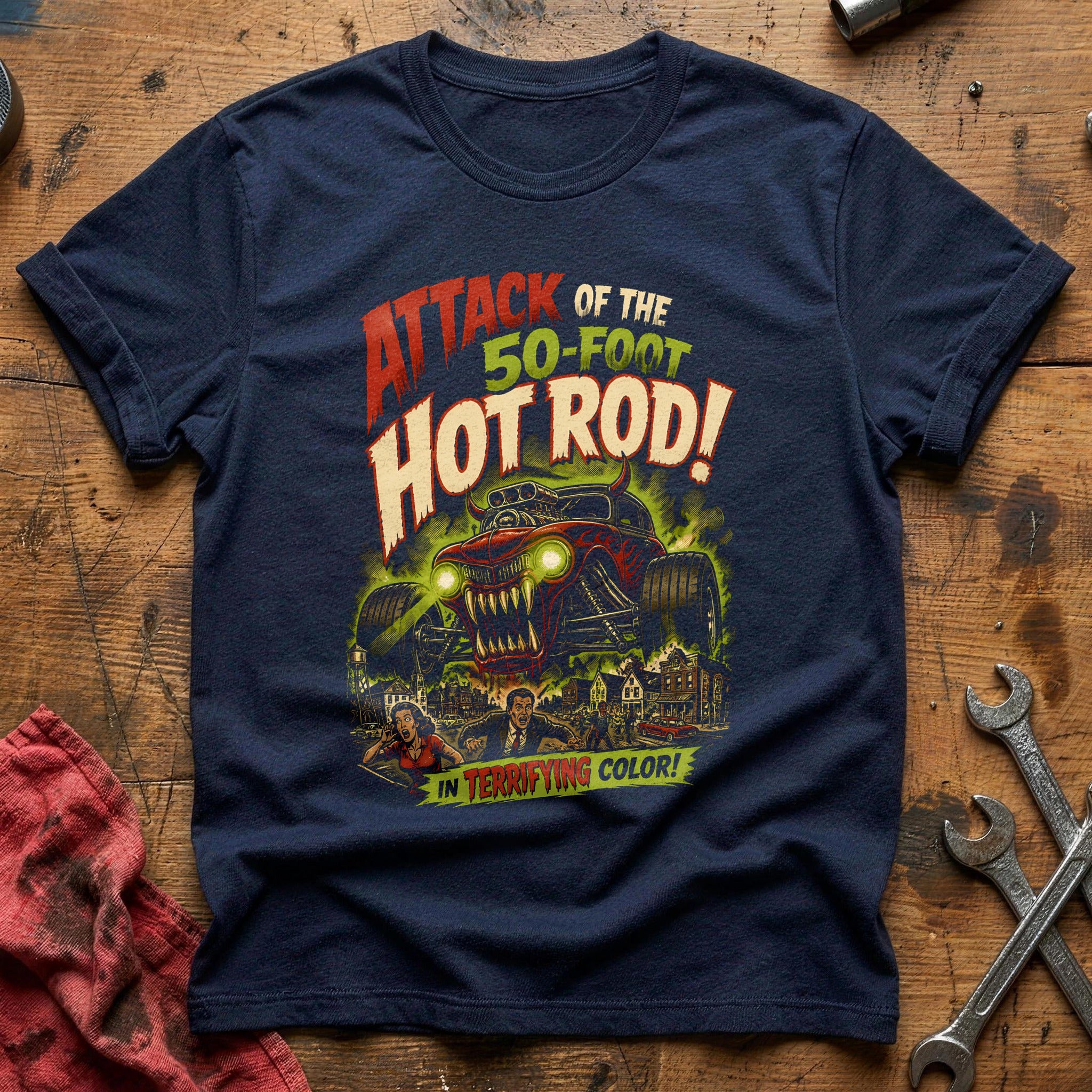 Attack Of The 50ft Hot Rod 49 T-Shirt - Navy