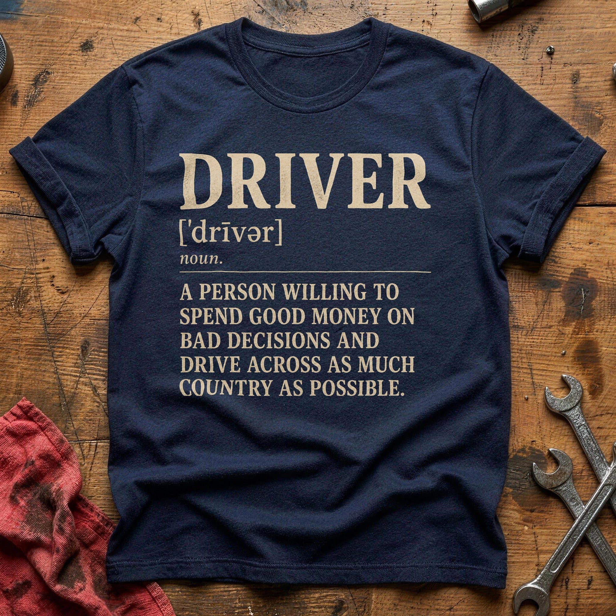 Bad Choices, Good Miles T-Shirt - Navy