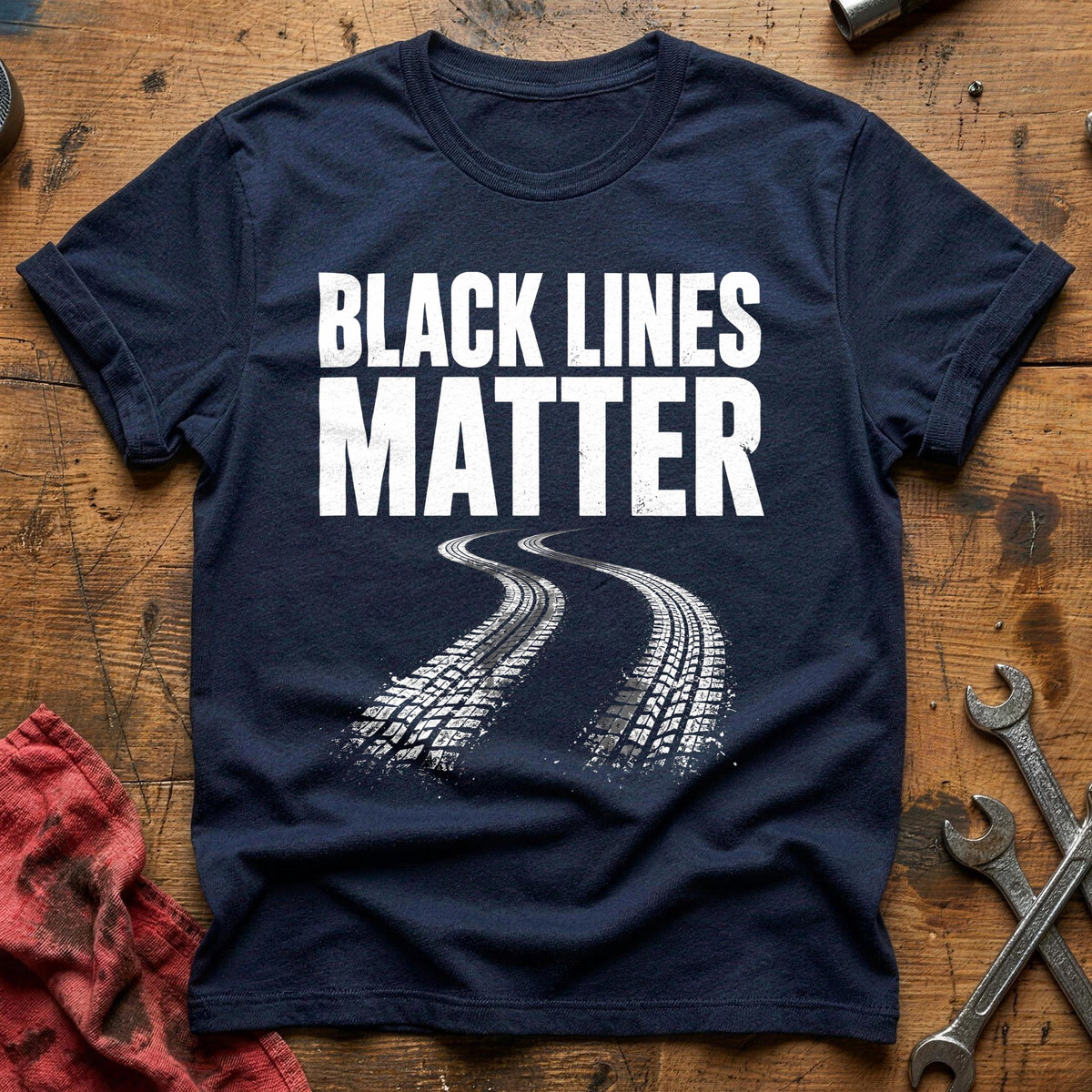 Black Lines Matter 59 T-Shirt - Navy
