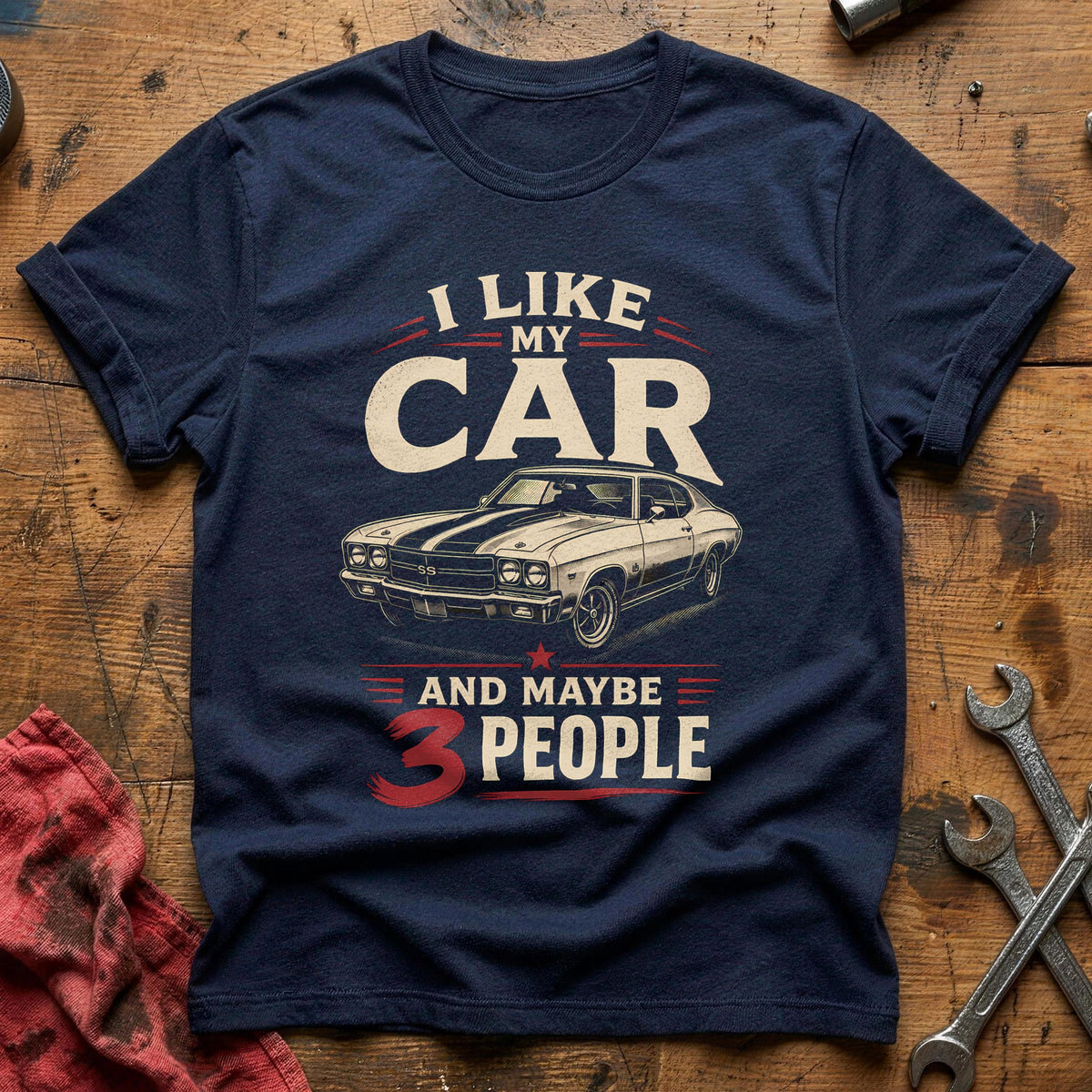 Car And 3 People 43 T-Shirt - Navy