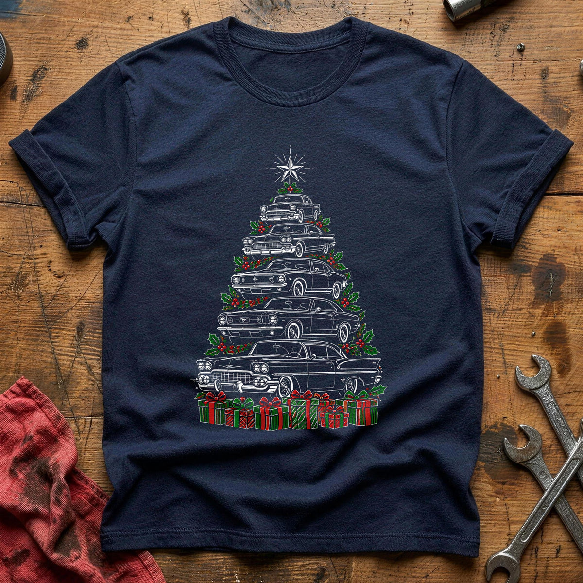 Car Gifts Garland Tree 91 T-Shirt - Navy