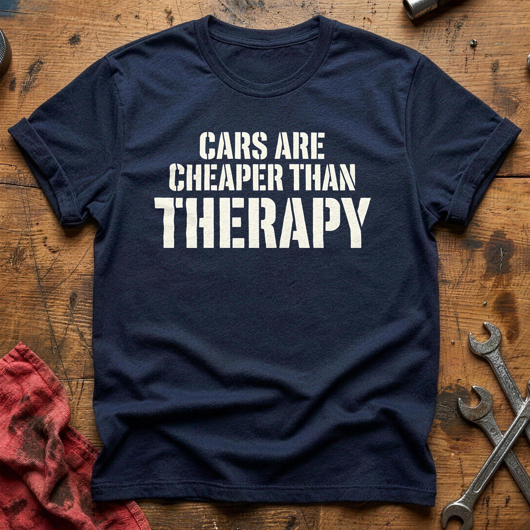 Cars Are Cheaper Than Therapy 74 T-Shirt - Navy