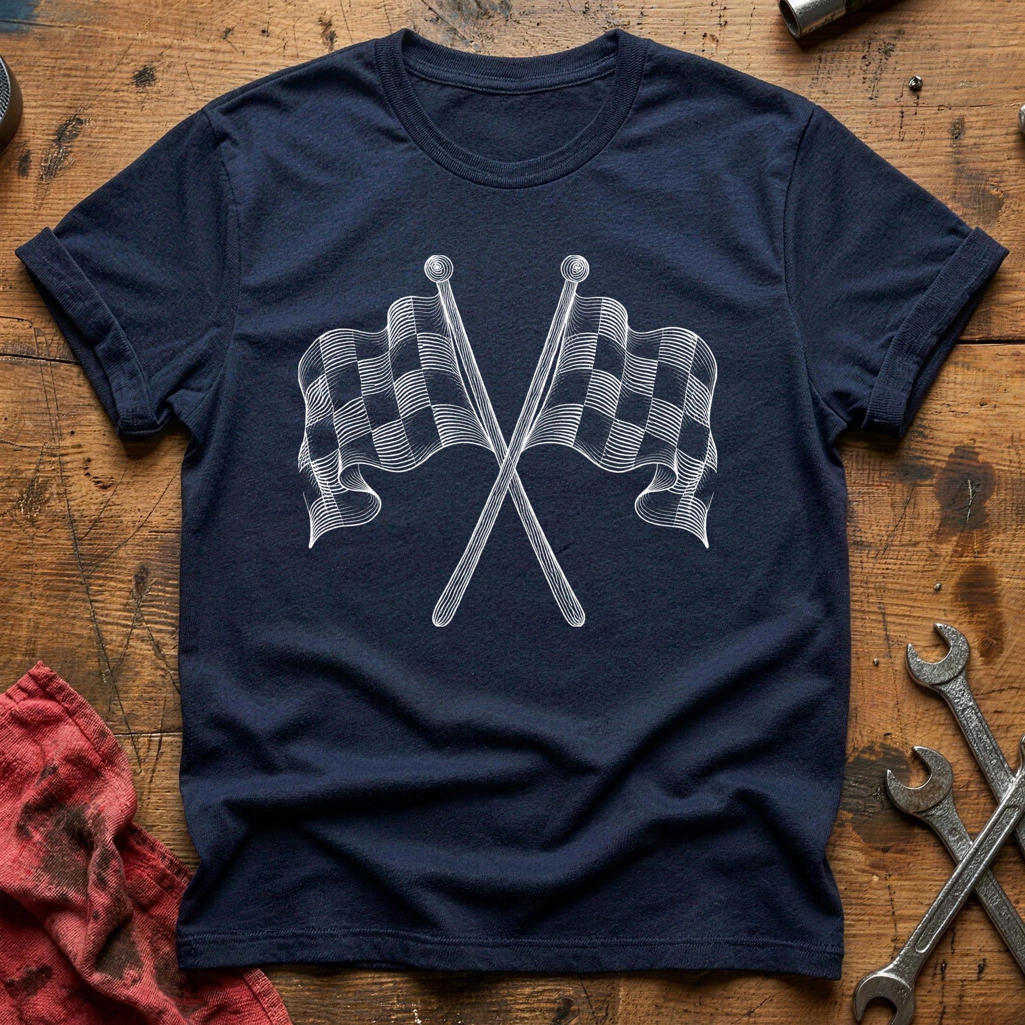 Checkered Victory T-Shirt - Navy