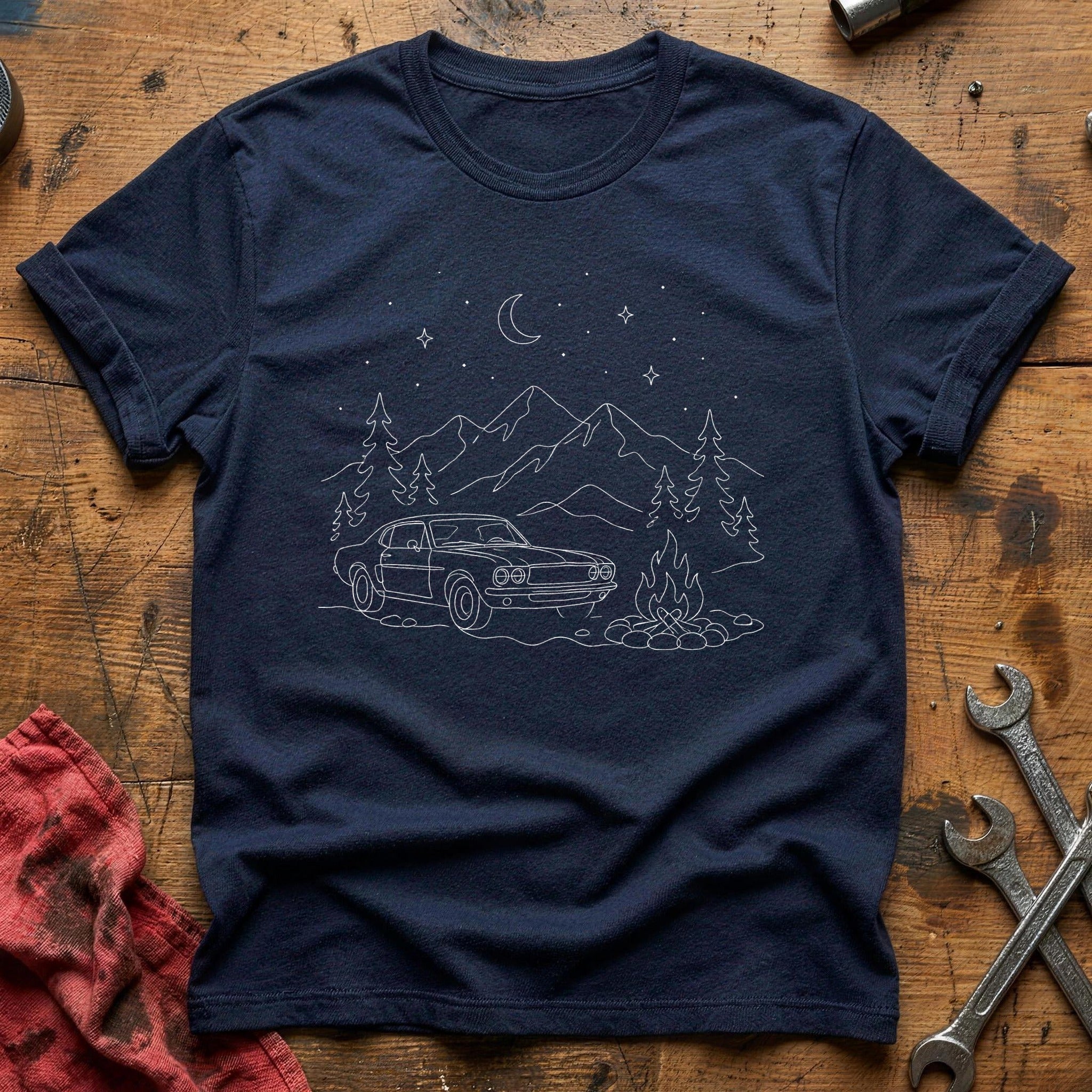 Classic Car Campfire Night 57 T-Shirt - Navy