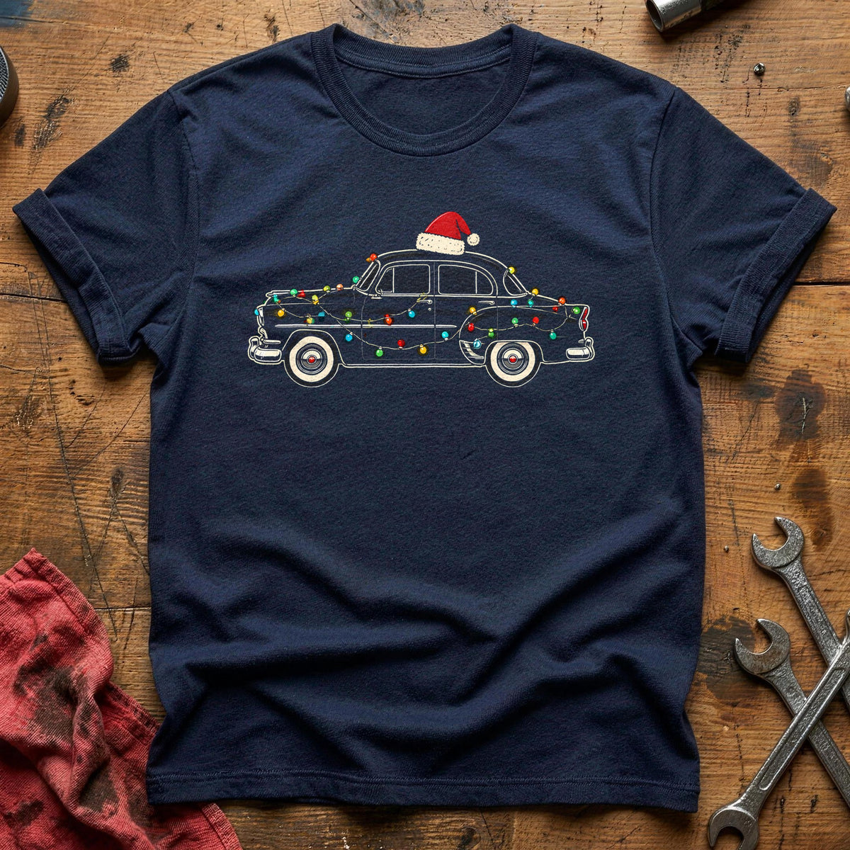 Classic Sedan Christmas Lights 22 T-Shirt - Navy