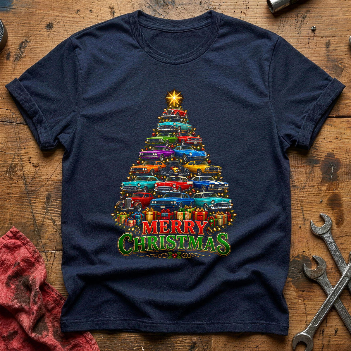 Colourful Car Tree 77 T-Shirt - Navy