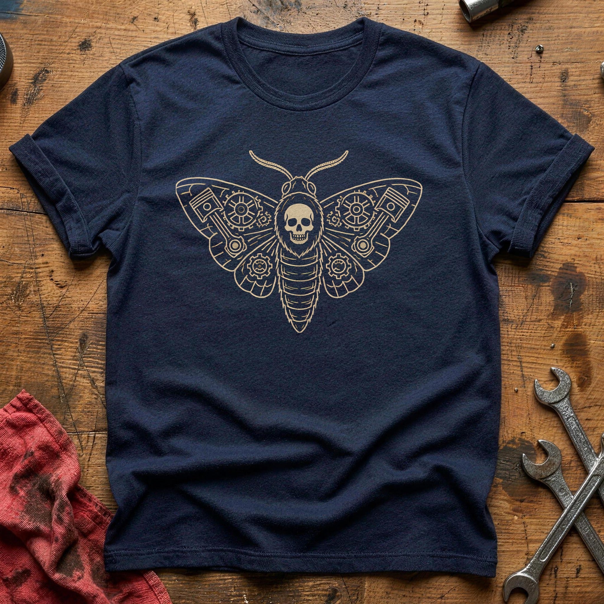 Deaths Head Moth Gears 11 T-Shirt - Navy
