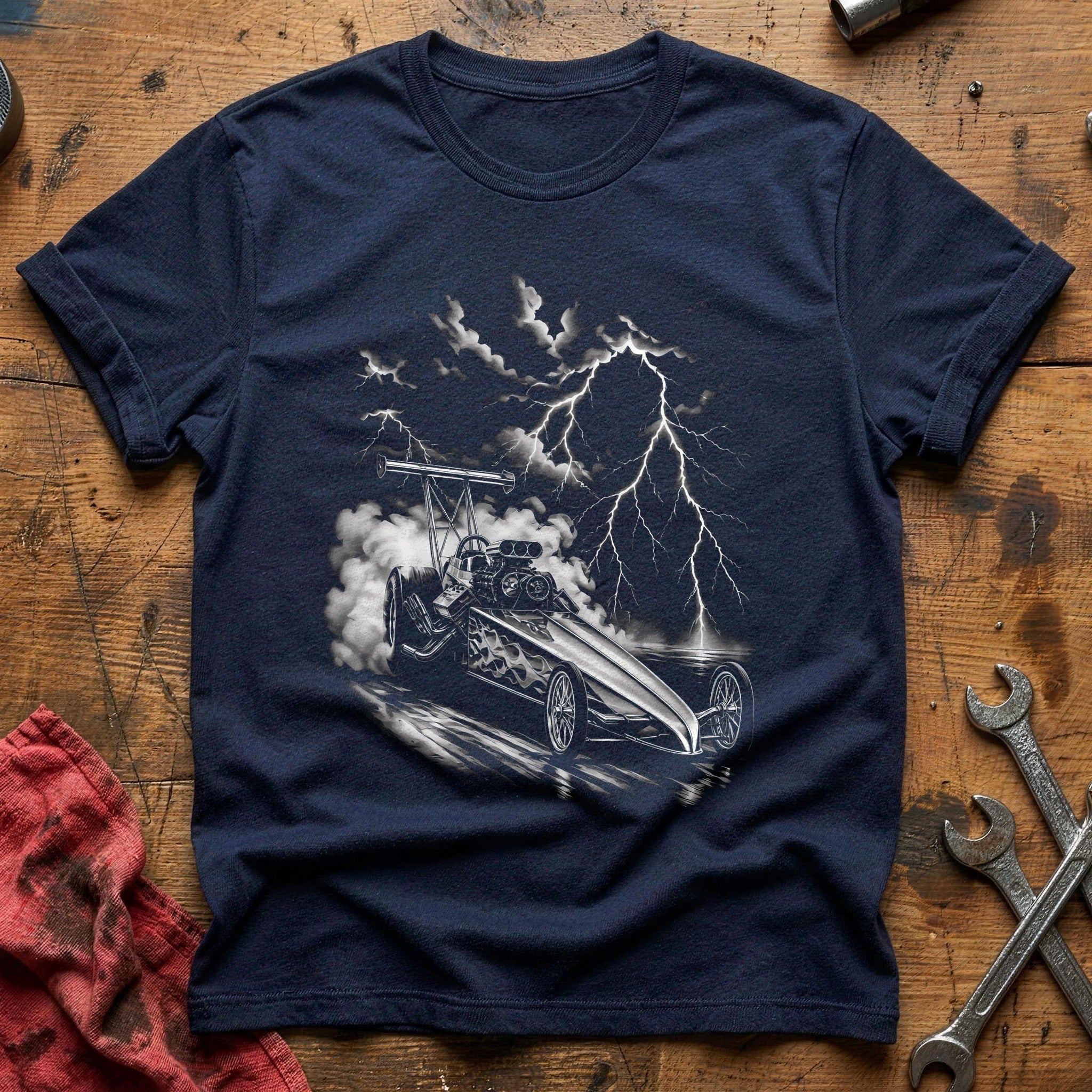 Drag Racing Lightning T-Shirt - Navy
