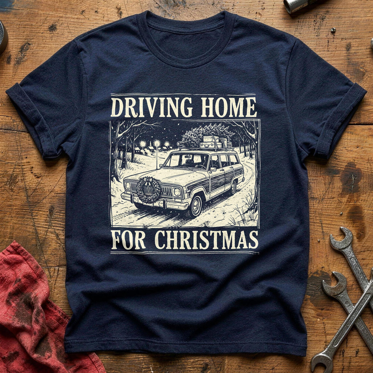 Driving Home For Christmas 16 T-Shirt - Navy