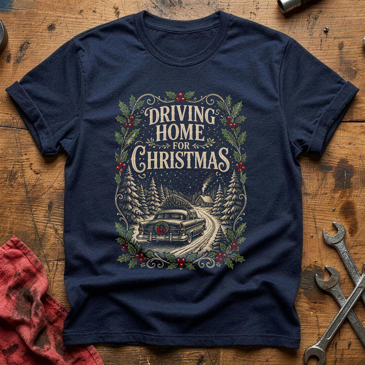 Driving Home For Christmas 2 T-Shirt - Navy