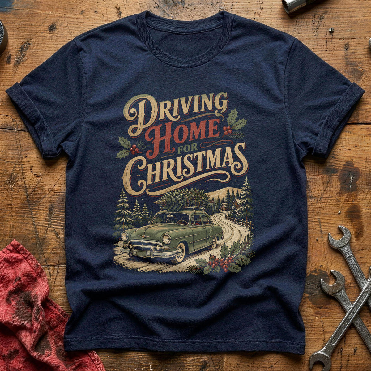 Driving Home For Christmas 4 T-Shirt - Navy