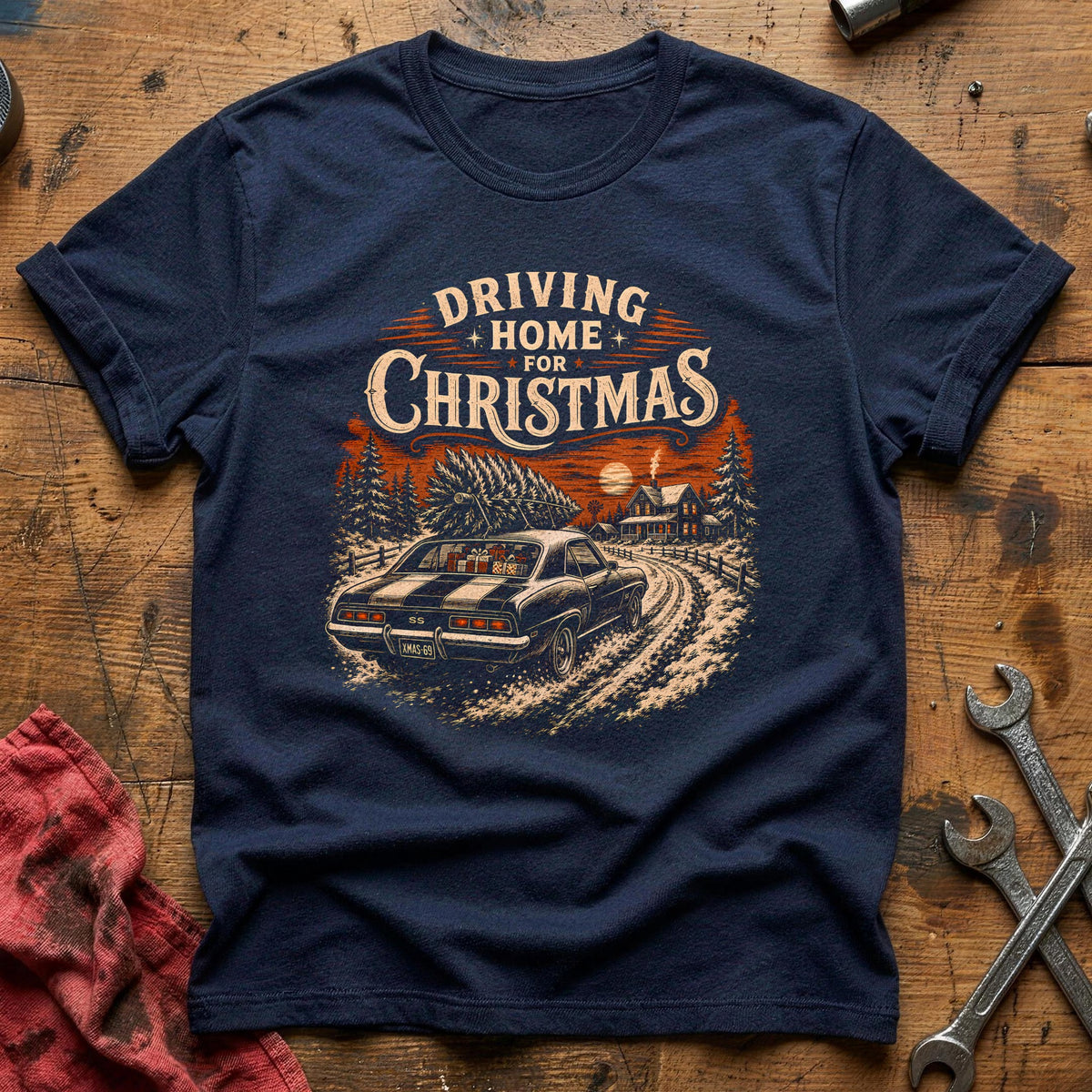 Driving Home For Christmas 9 T-Shirt - Navy