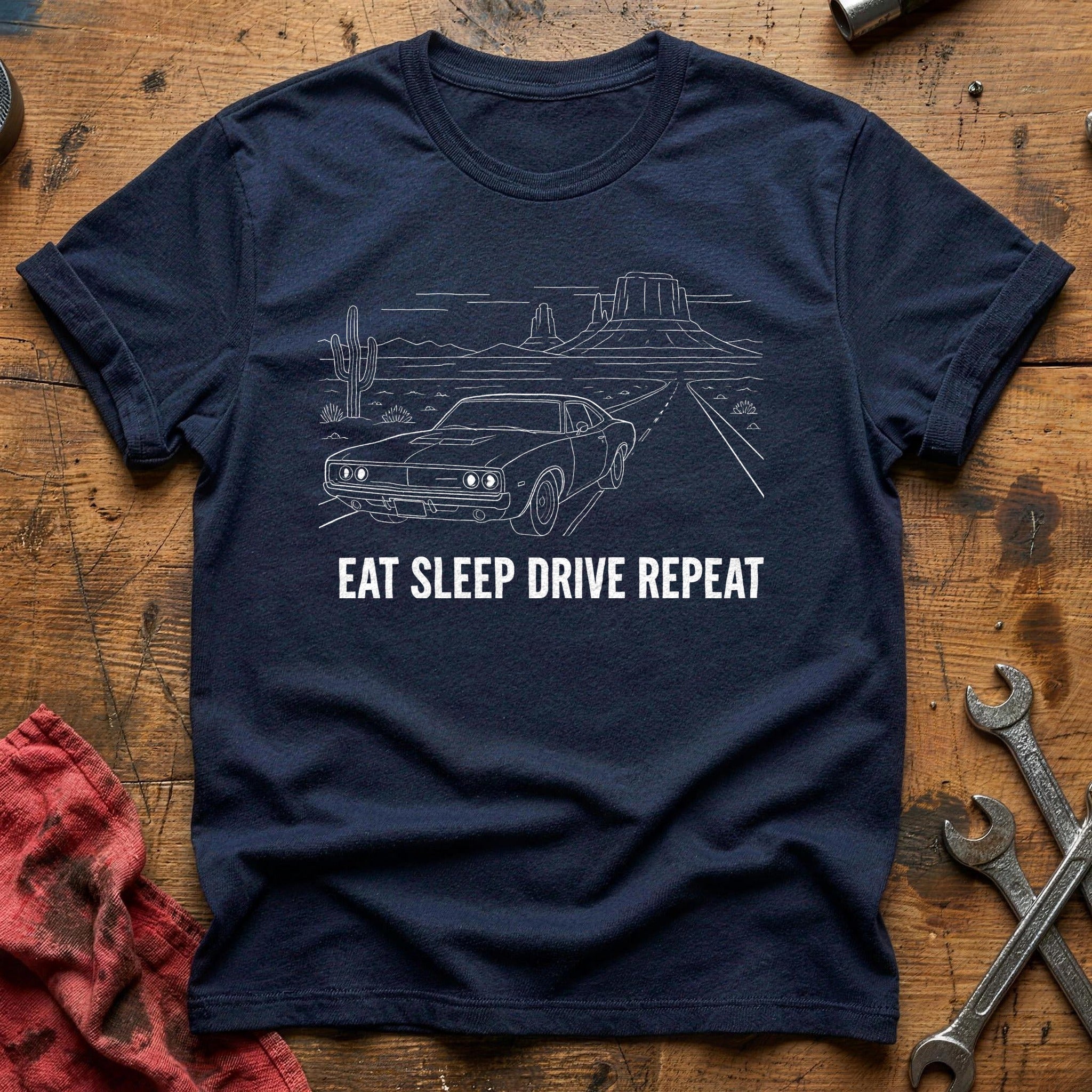 Eat Sleep Drive Repeat 25 T-Shirt - Navy