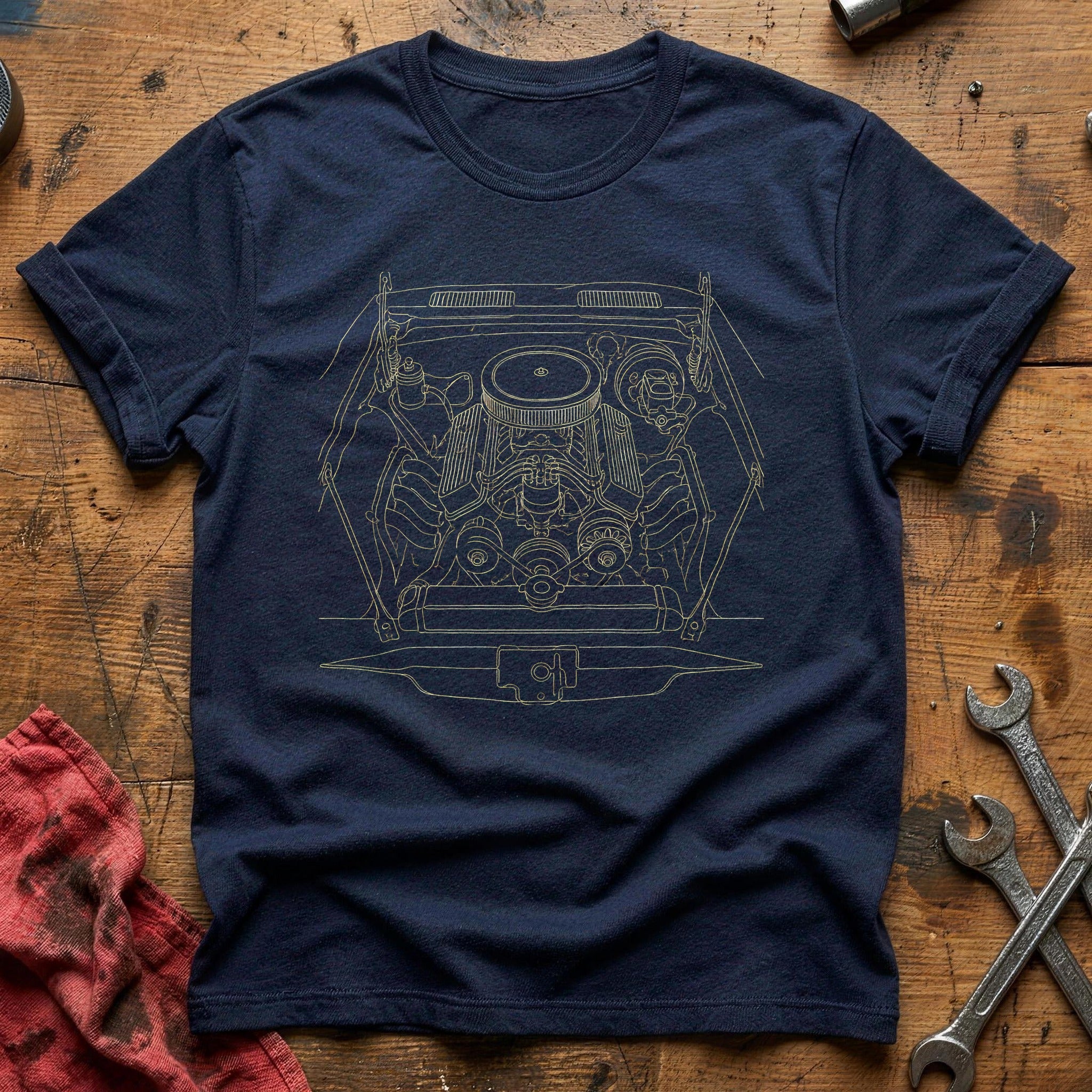 Engine Bay V8 76 T-Shirt - Navy