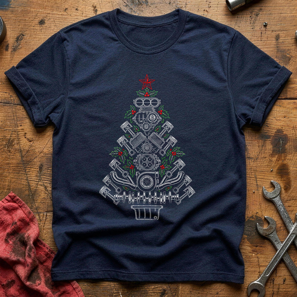 Engines Pistons Tree 63 T-Shirt - Navy