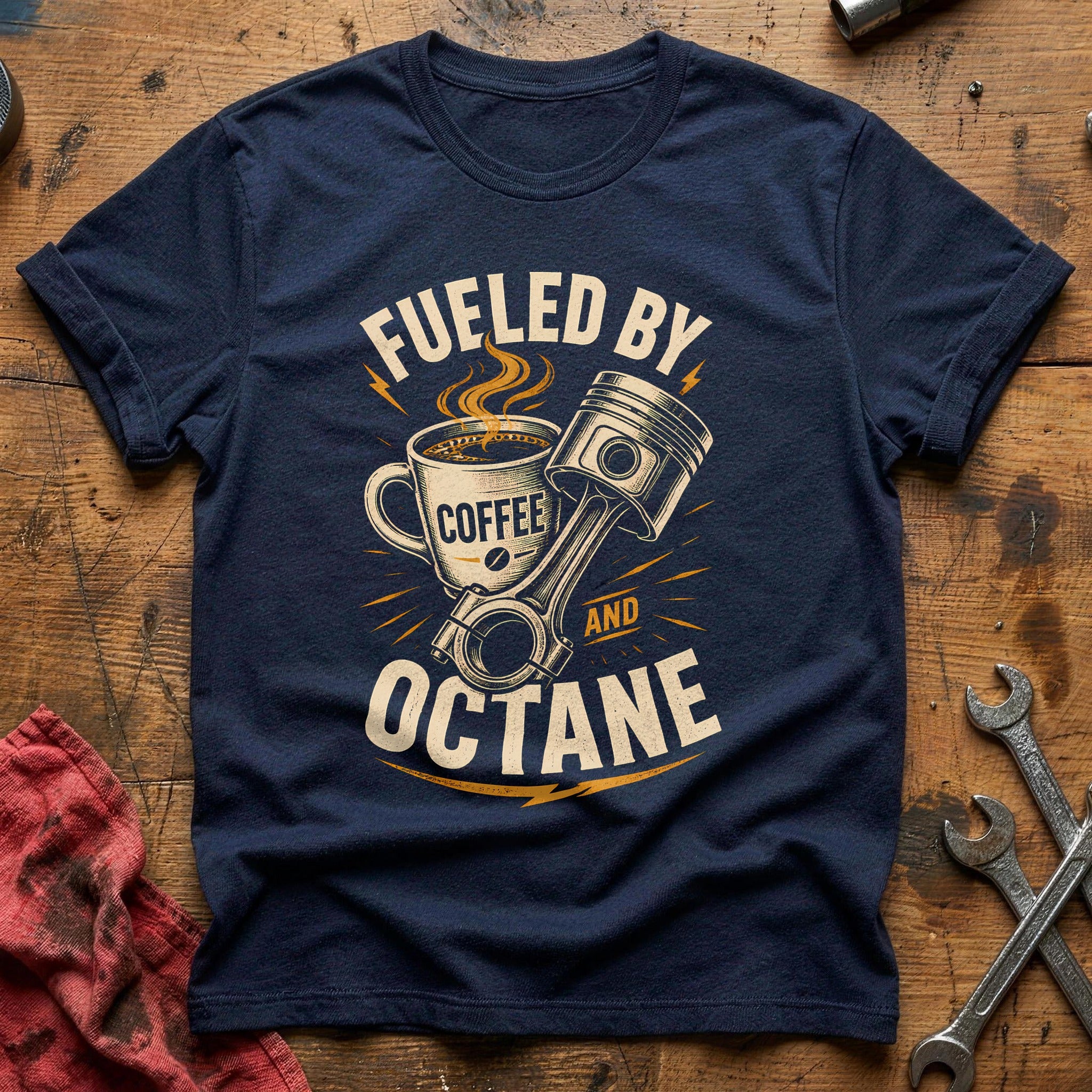 Fueled By Coffee And Octane T-Shirt - Navy