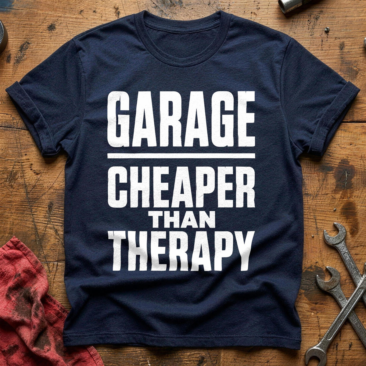 Garage Cheaper Than Therapy 86 T-Shirt - Navy
