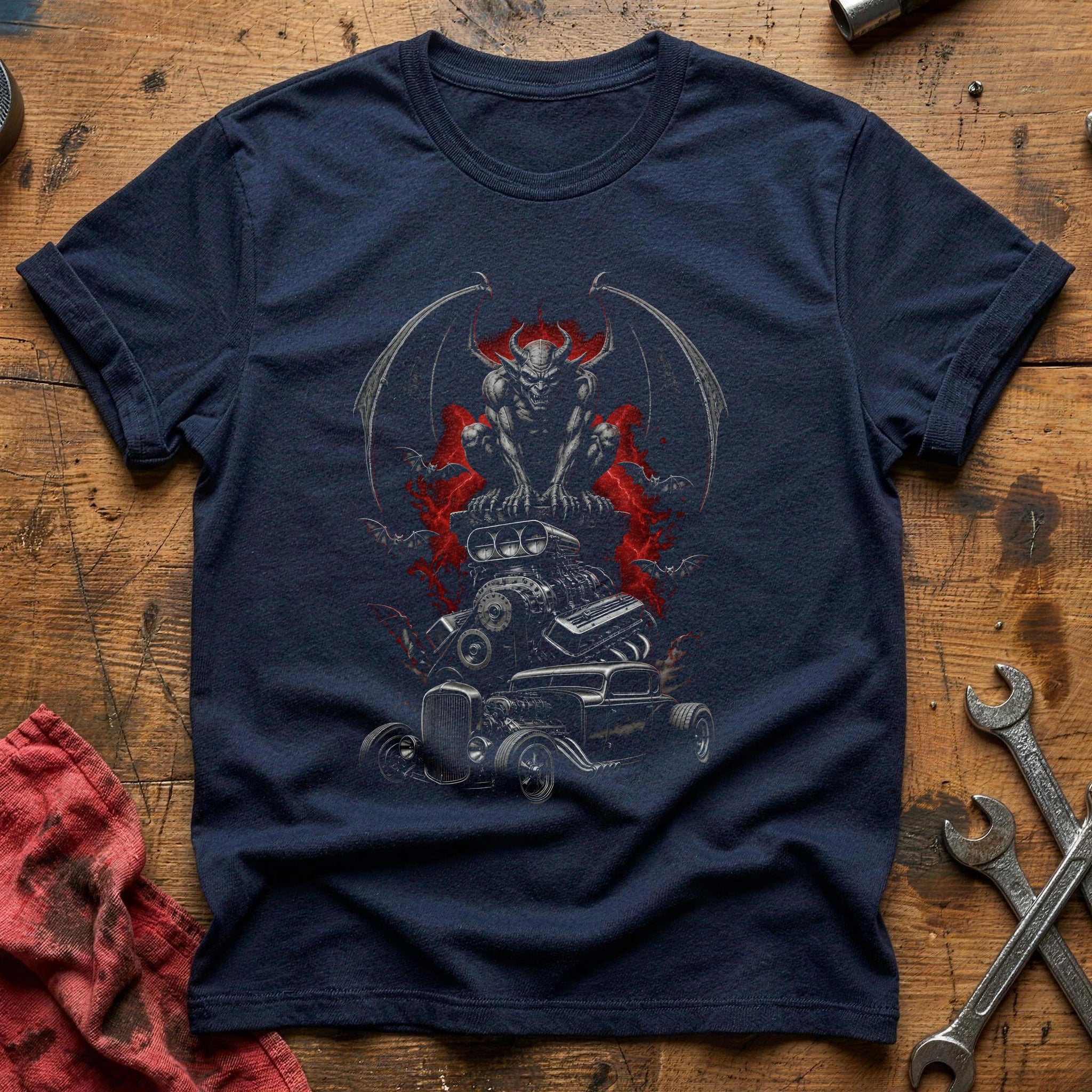 Gargoyle V8 Hotrod 19 T-Shirt - Navy