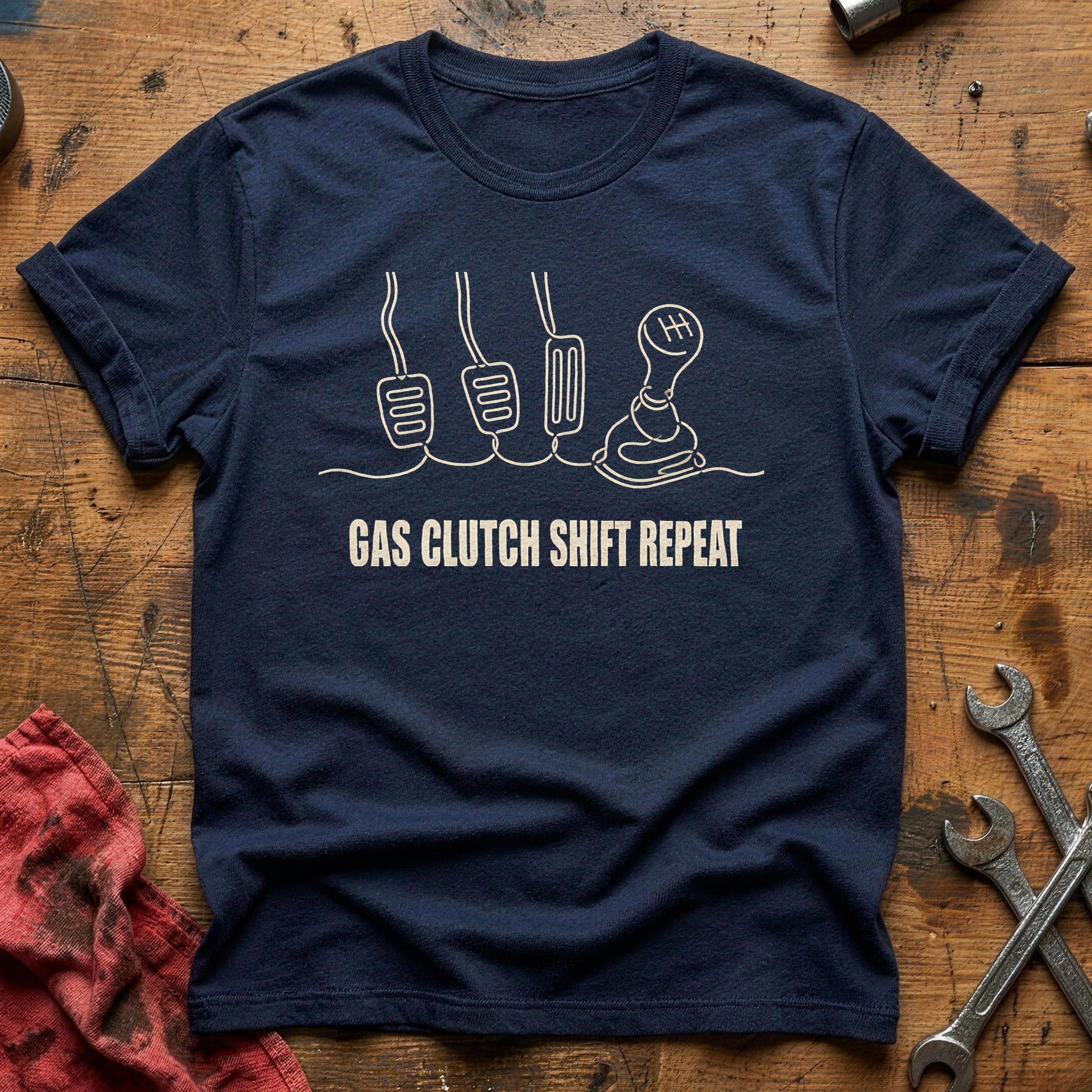 Gas Clutch Shift Repeat 78 T-Shirt - Navy