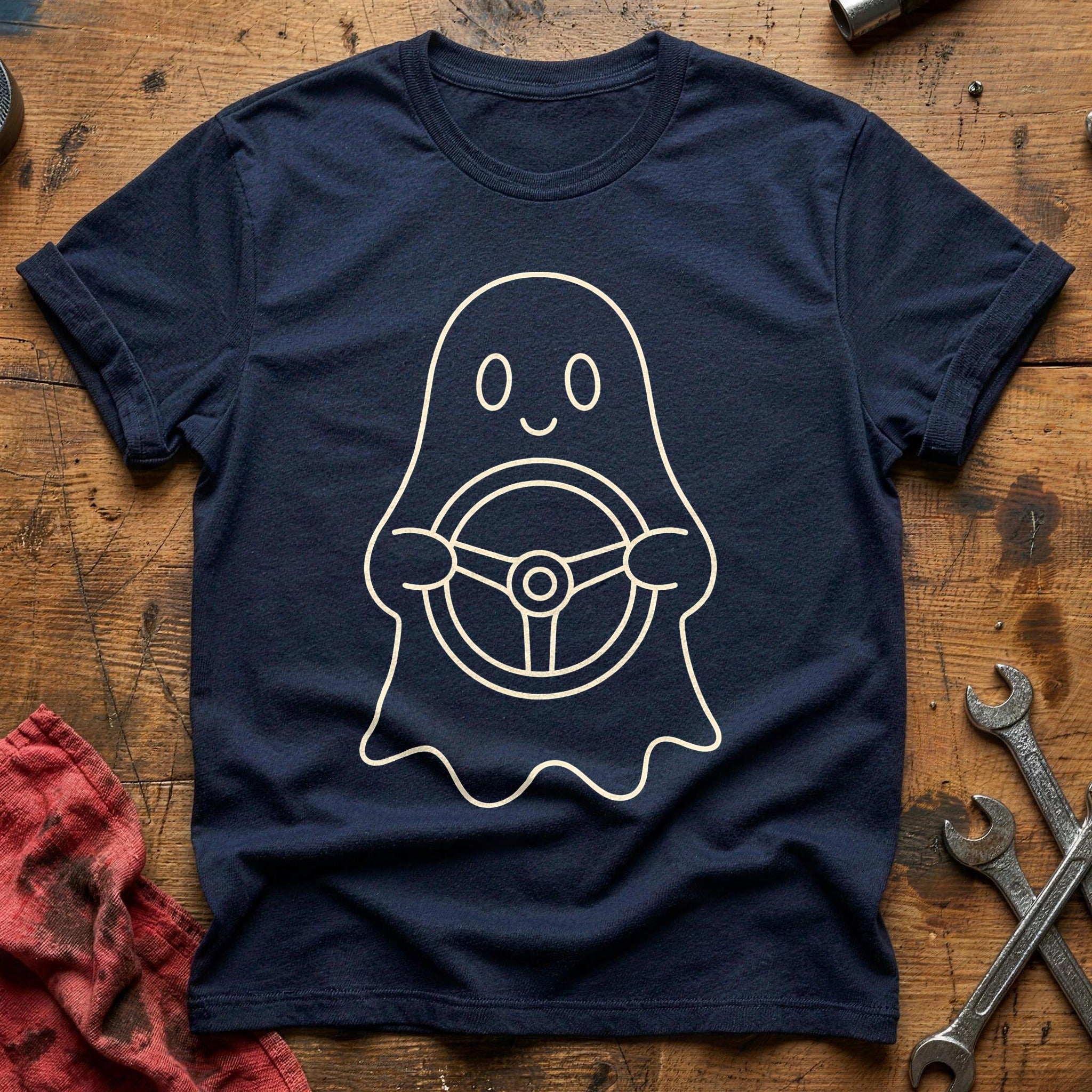 Ghost Steering Wheel 32 T-Shirt - Navy