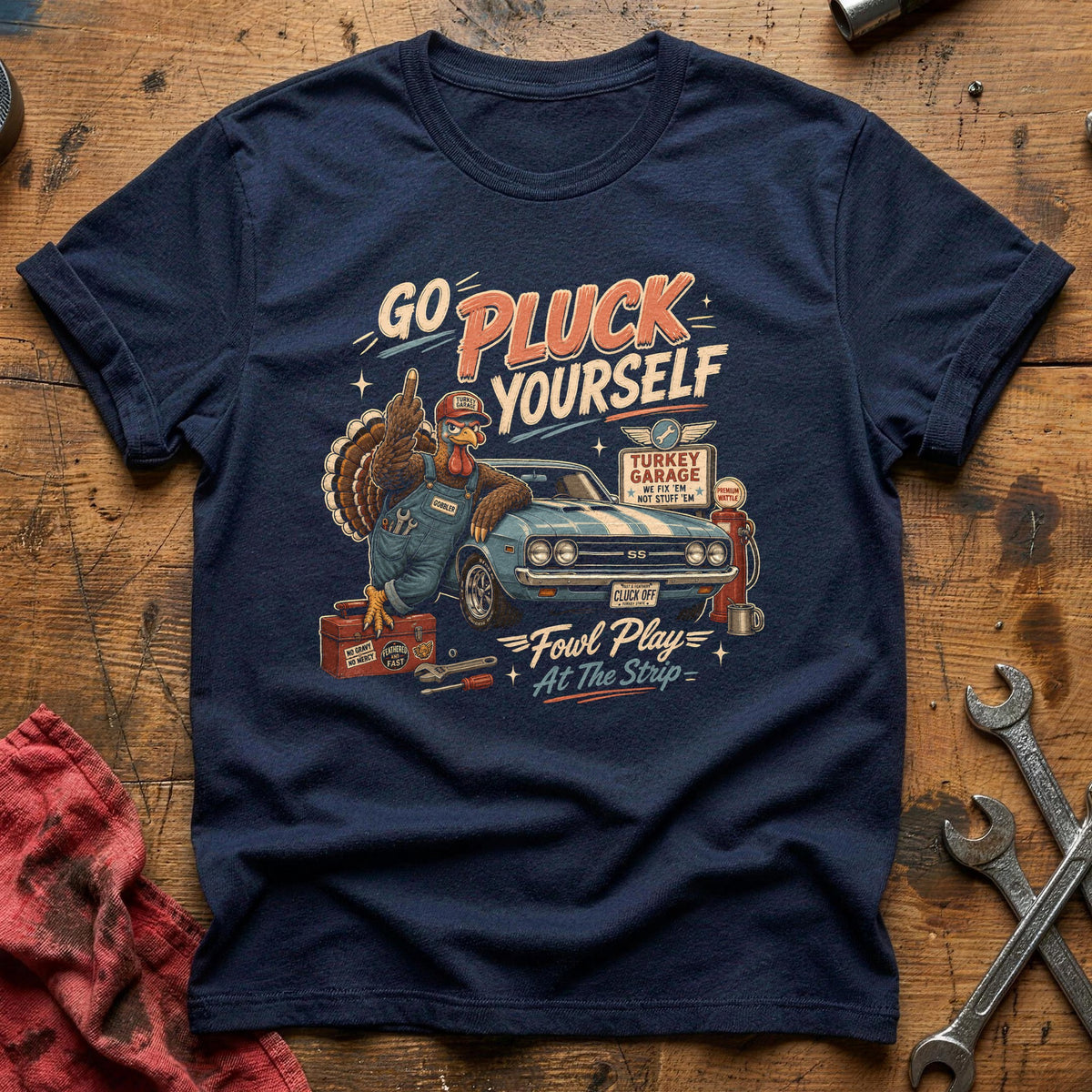 Go Pluck Yourself Fowl Play 10 T-Shirt - Navy
