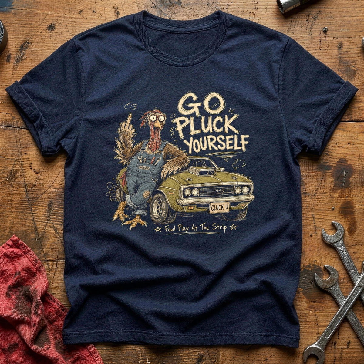 Go Pluck Yourself Fowl Play 14 T-Shirt - Navy