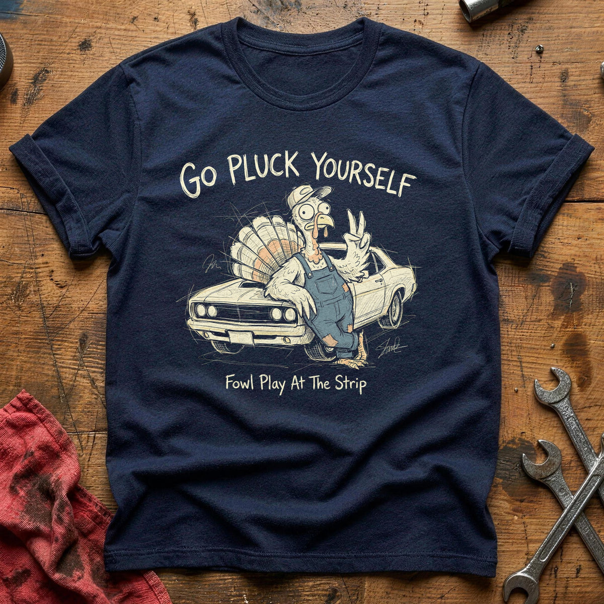 Go Pluck Yourself Fowl Play 15 T-Shirt - Navy