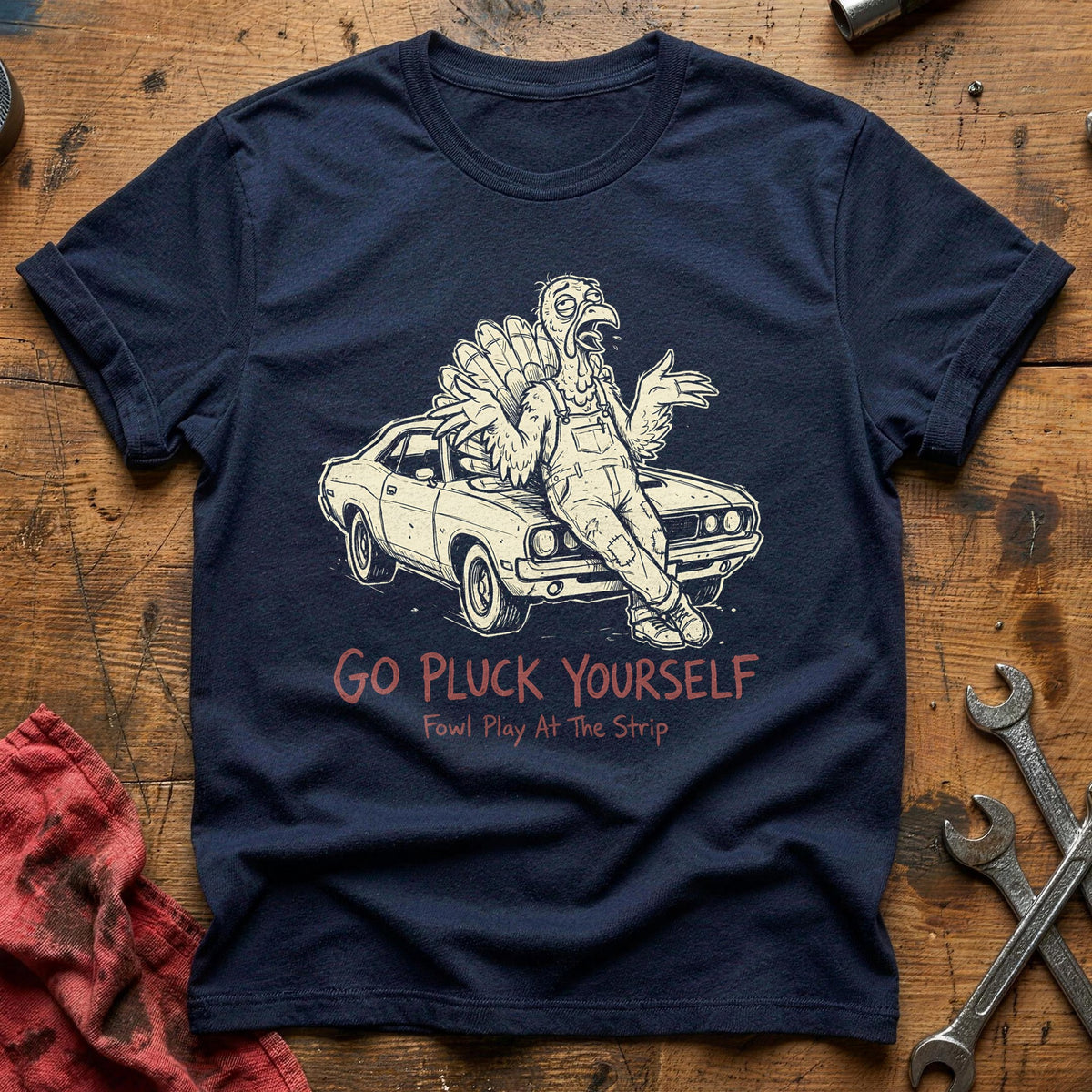 Go Pluck Yourself Fowl Play 2 T-Shirt - Navy