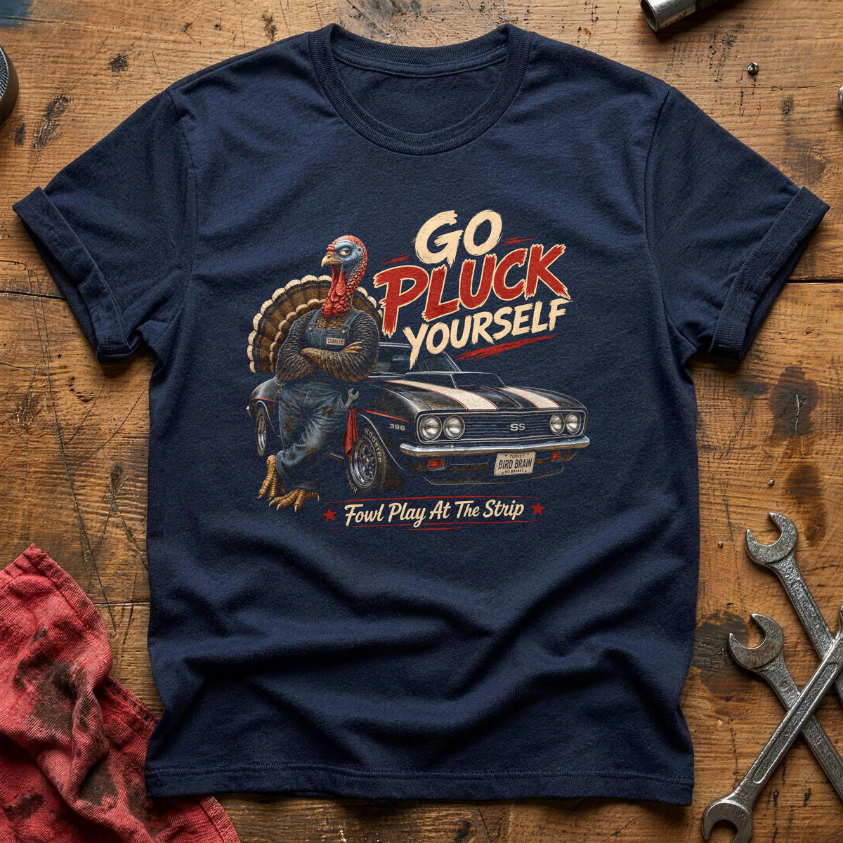 Go Pluck Yourself Fowl Play 3 T-Shirt - Navy
