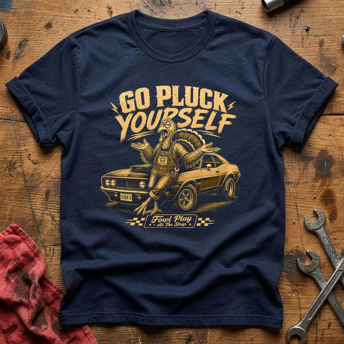 Go Pluck Yourself Fowl Play 4 T-Shirt - Navy