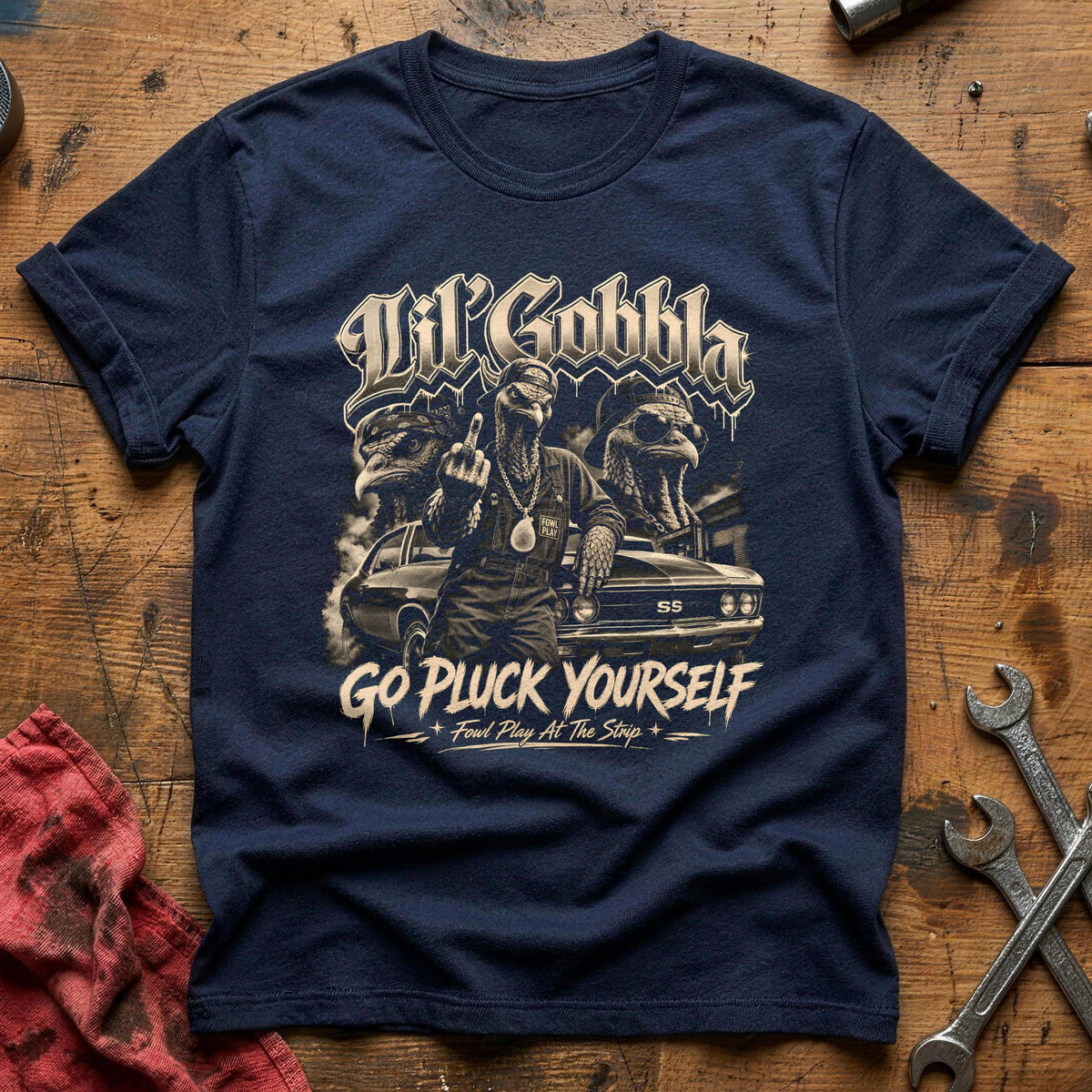 Go Pluck Yourself Fowl Play 8 T-Shirt - Navy
