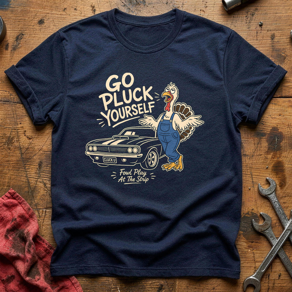 Go Pluck Yourself Fowl Play 9 T-Shirt - Navy
