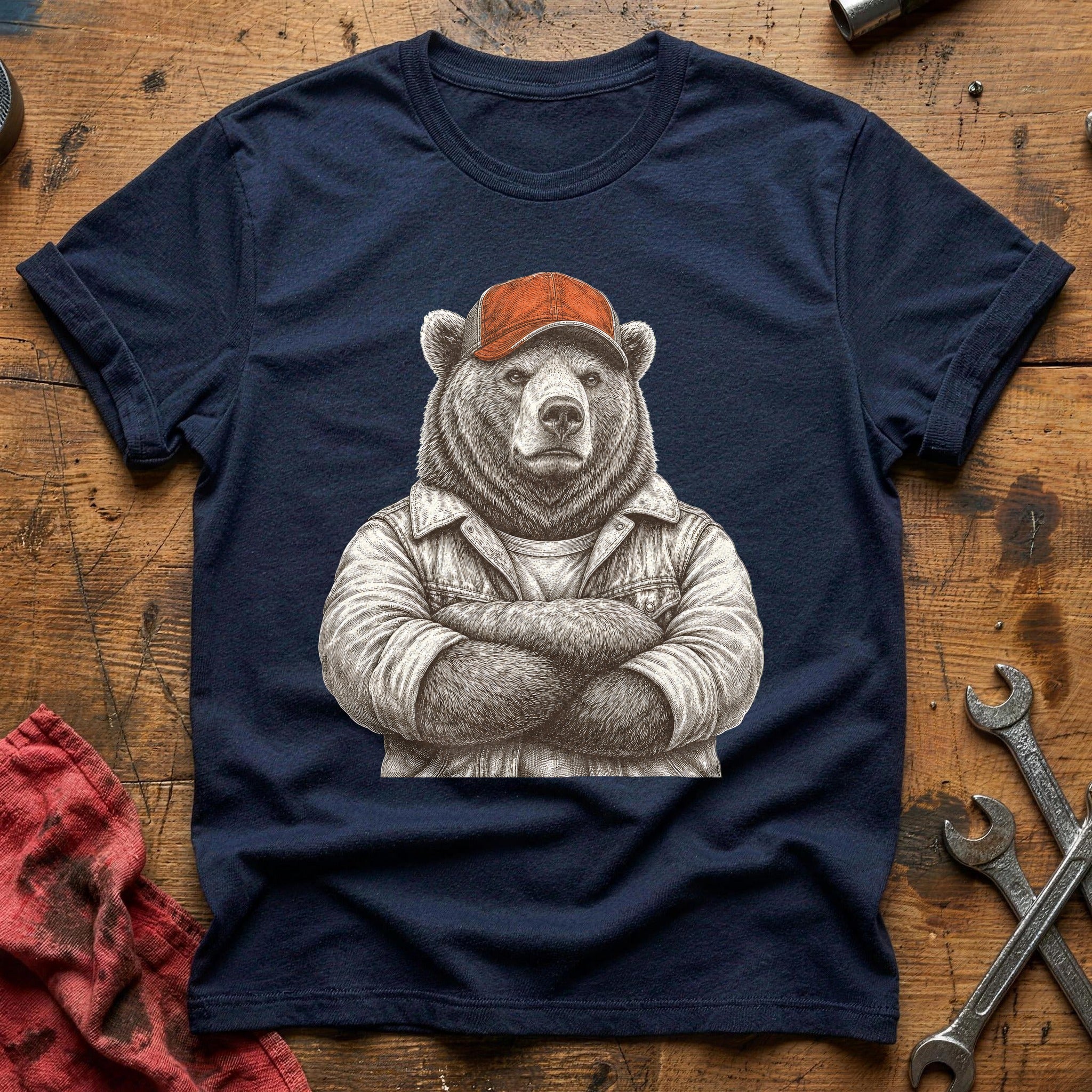 Grease Monkey Grizzly T-Shirt - Navy