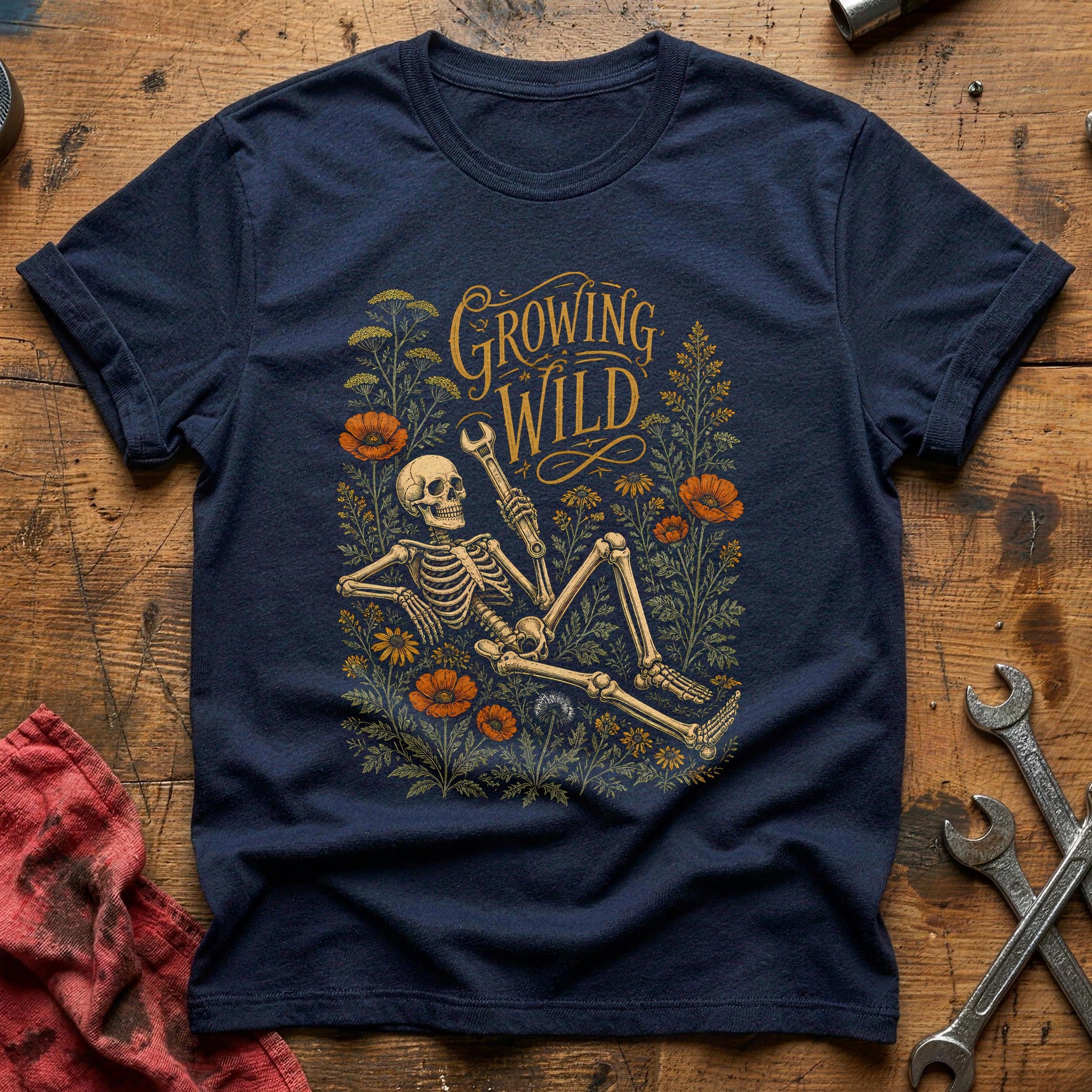 Growing Wild Skeleton 91 T-Shirt - Navy
