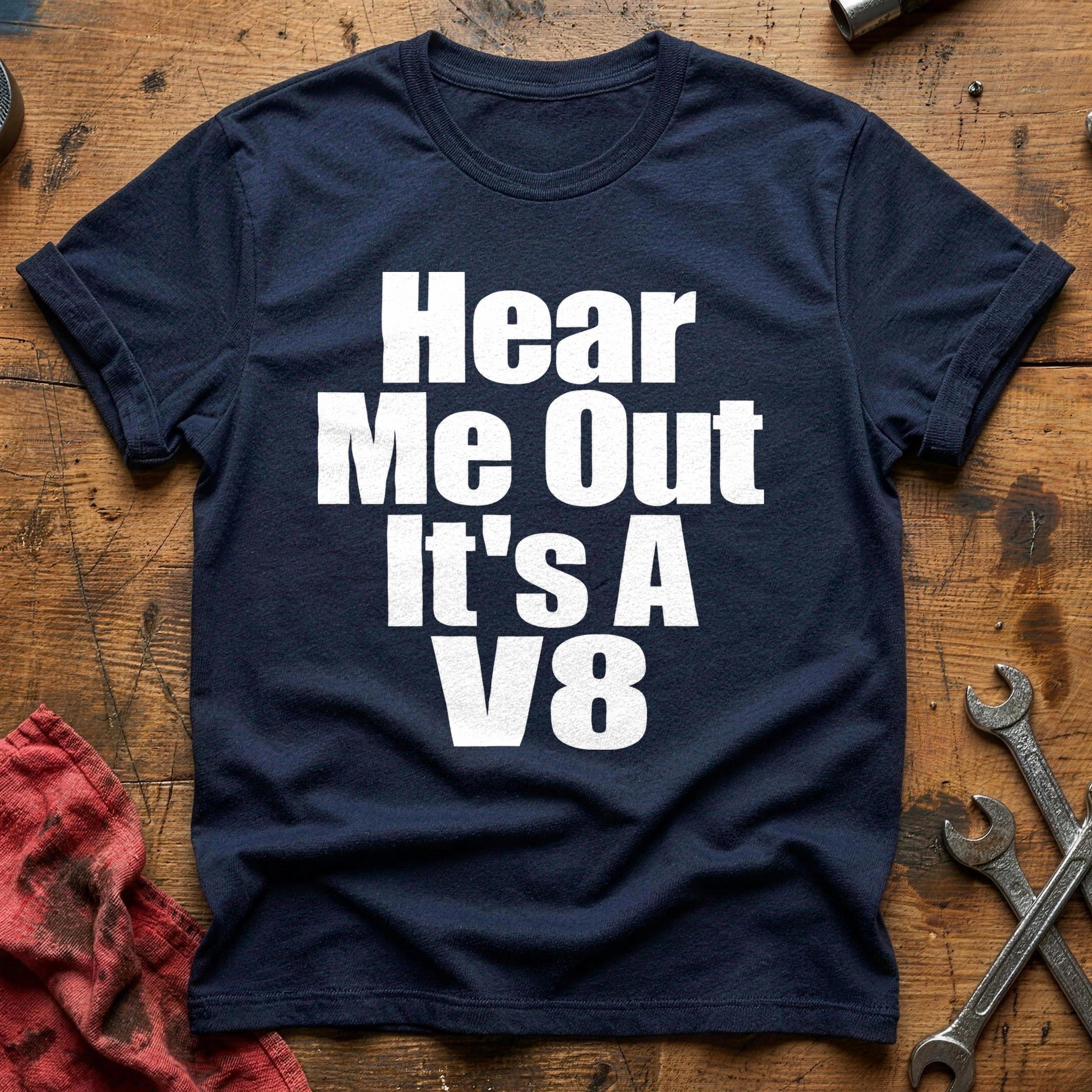 Hear Me Out, V8 T-Shirt - Navy