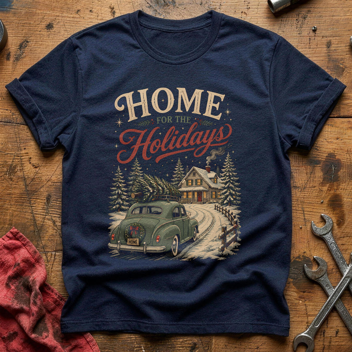 Home For The Holidays 70 T-Shirt - Navy